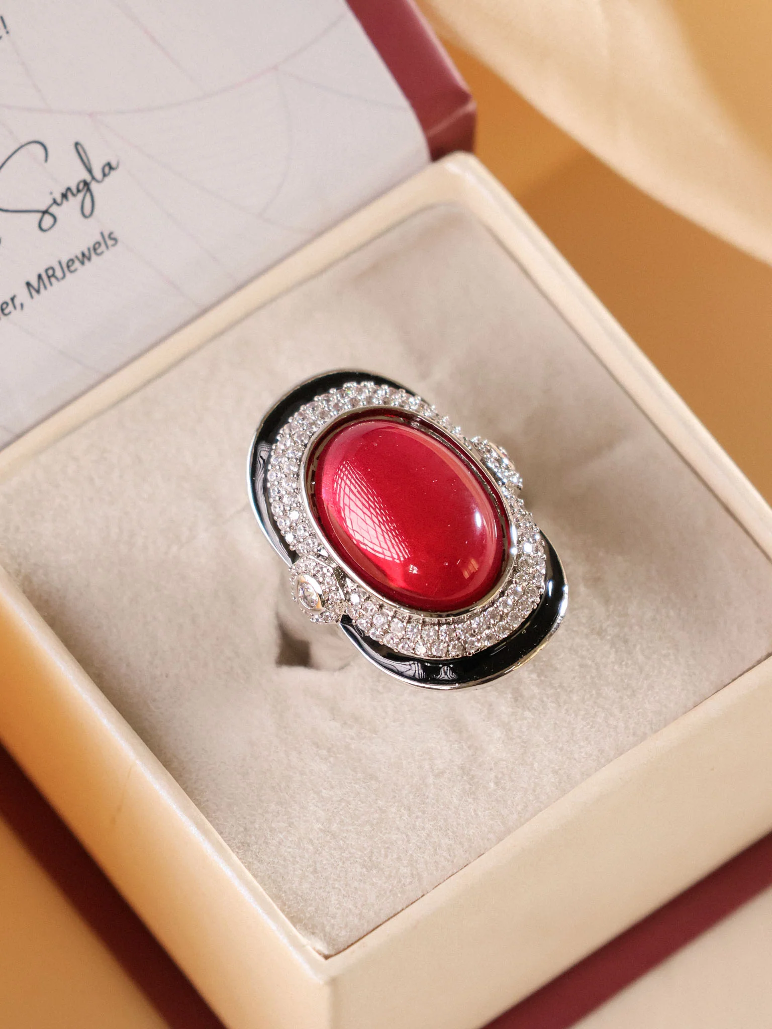 Emerald Mirage Cocktail Ring- Free Size - Image 3