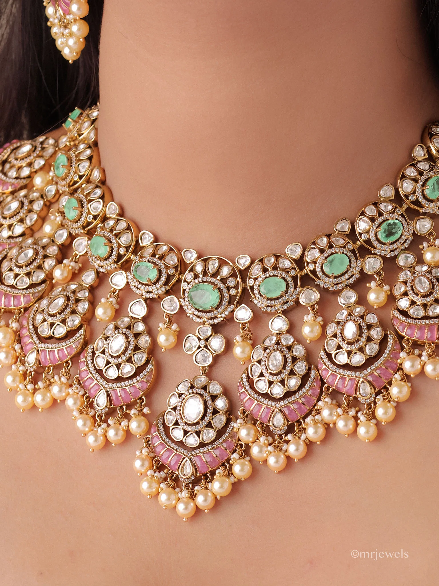 Emerald Rajwada Polki Grandeur Choker - Image 11
