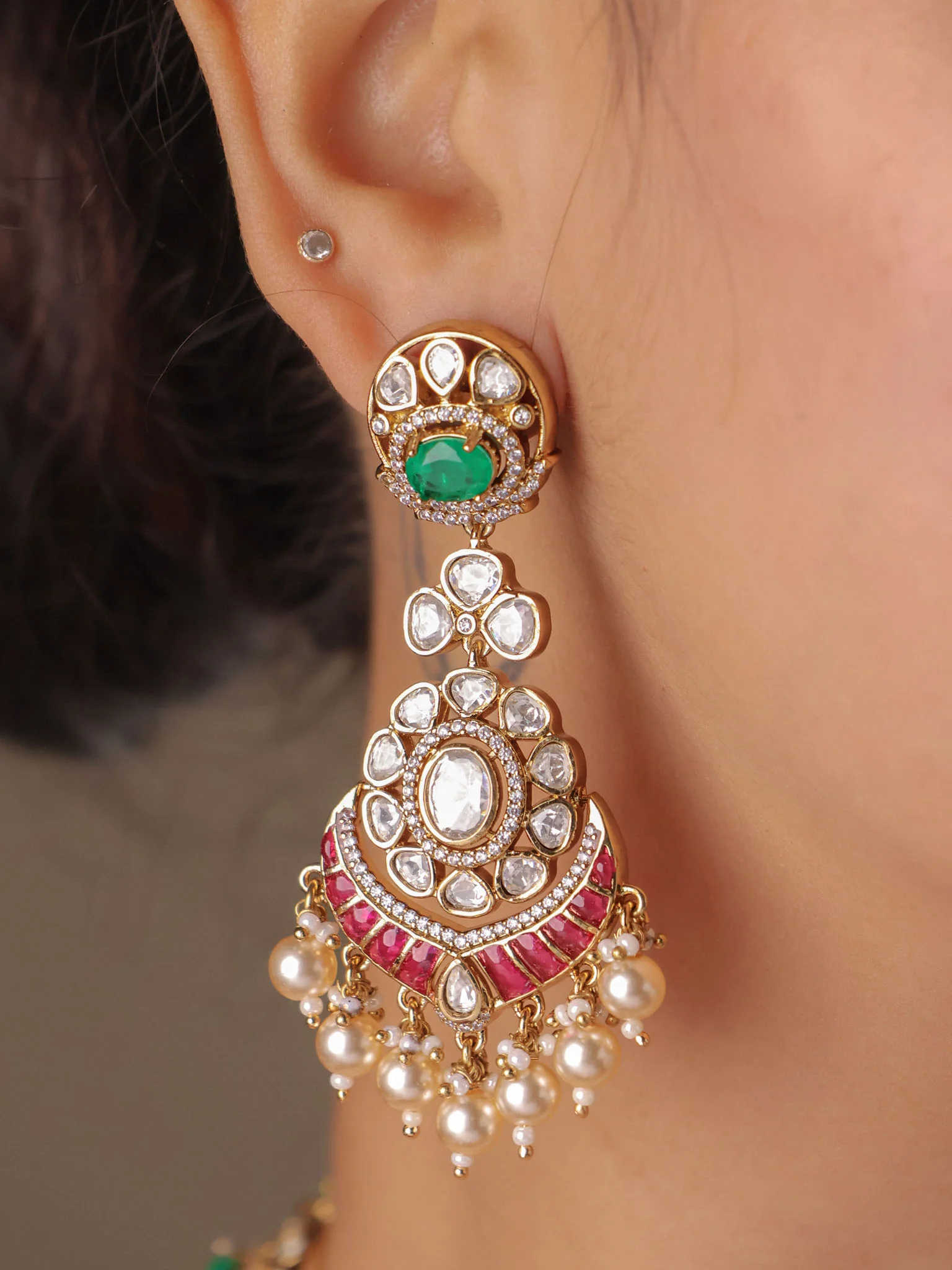 Emerald Rajwada Polki Grandeur Choker - Image 4