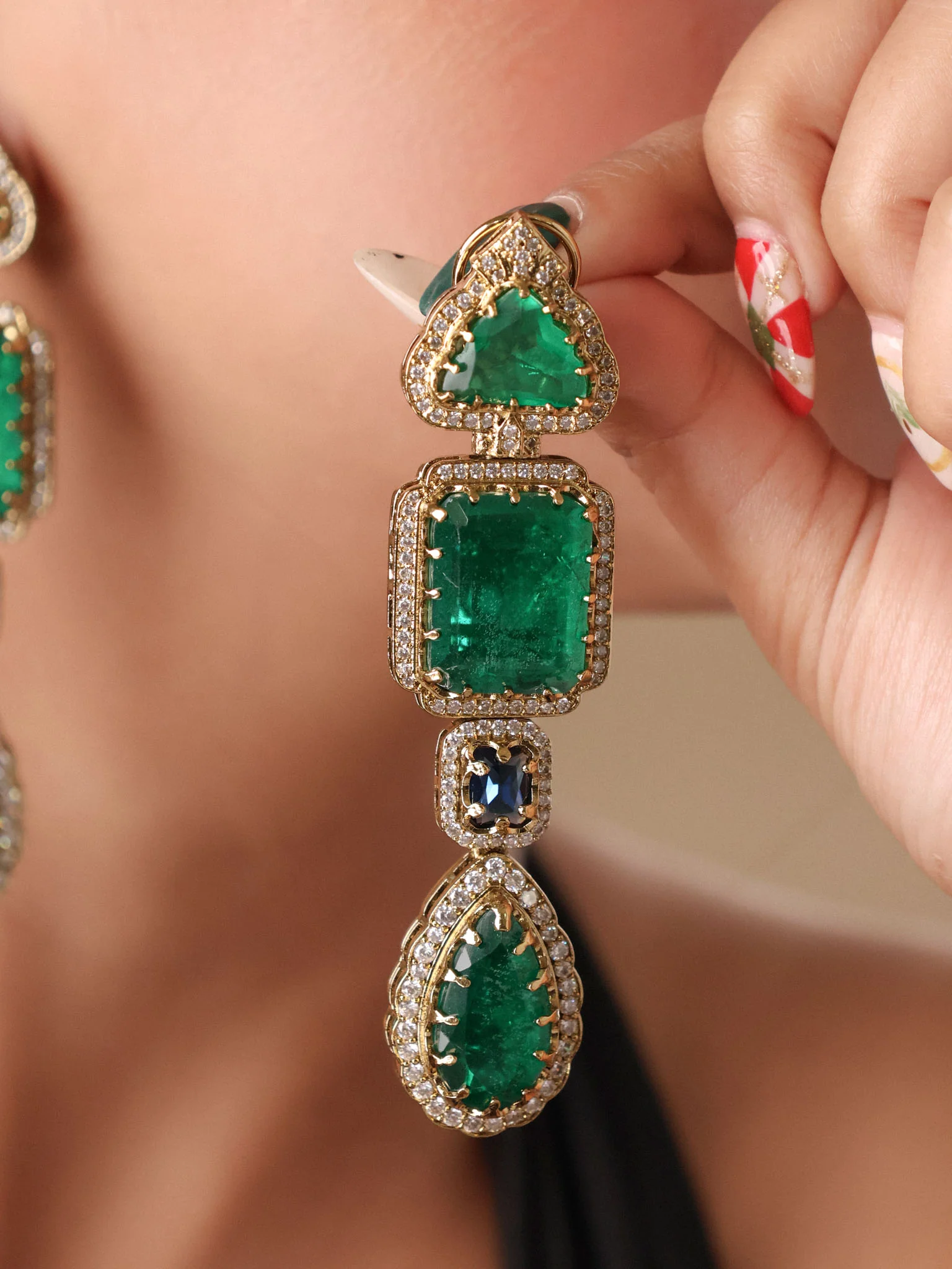 Emerald Royale Dangler Earrings - Image 2