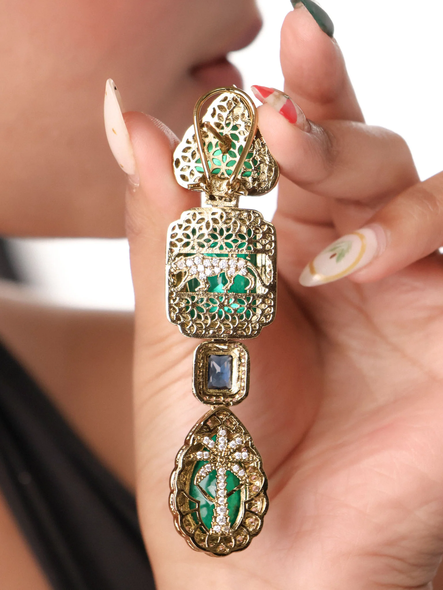 Emerald Royale Dangler Earrings - Image 3