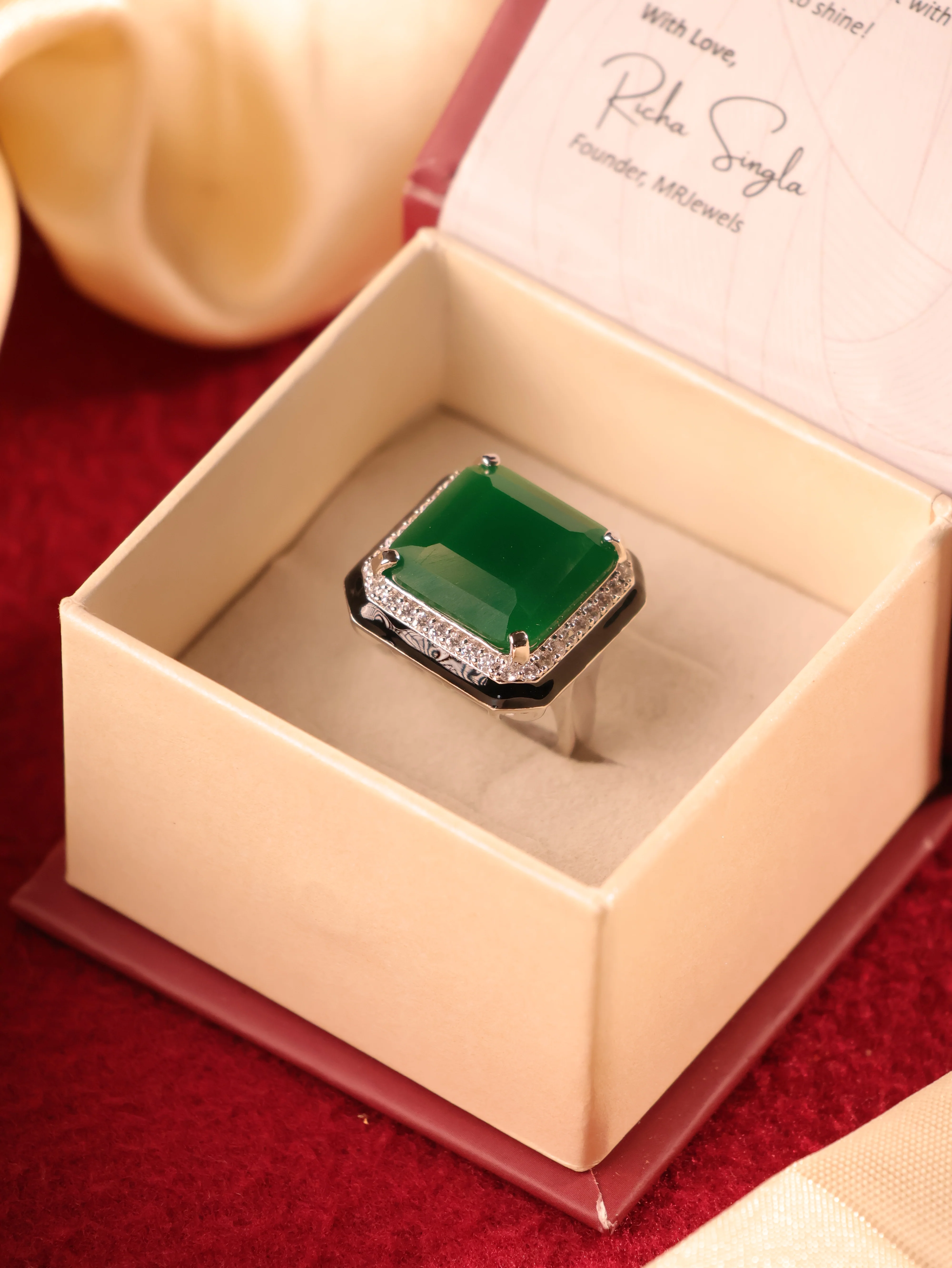 Emerald & Ruby Diamond Luxe Cocktail Ring - Image 2