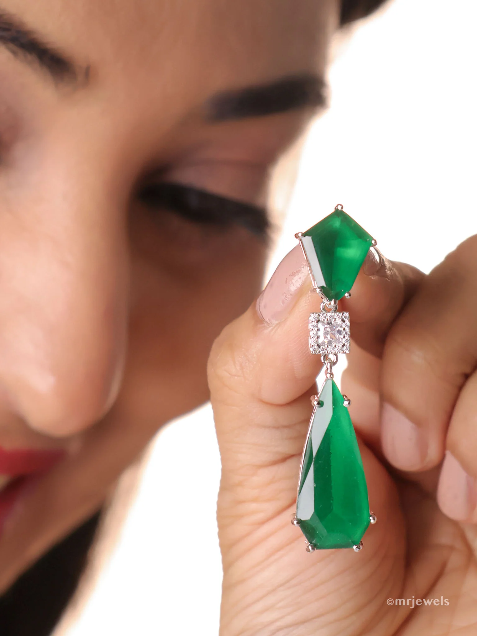 Emerald & Ruby  Drop Earrings - Image 3