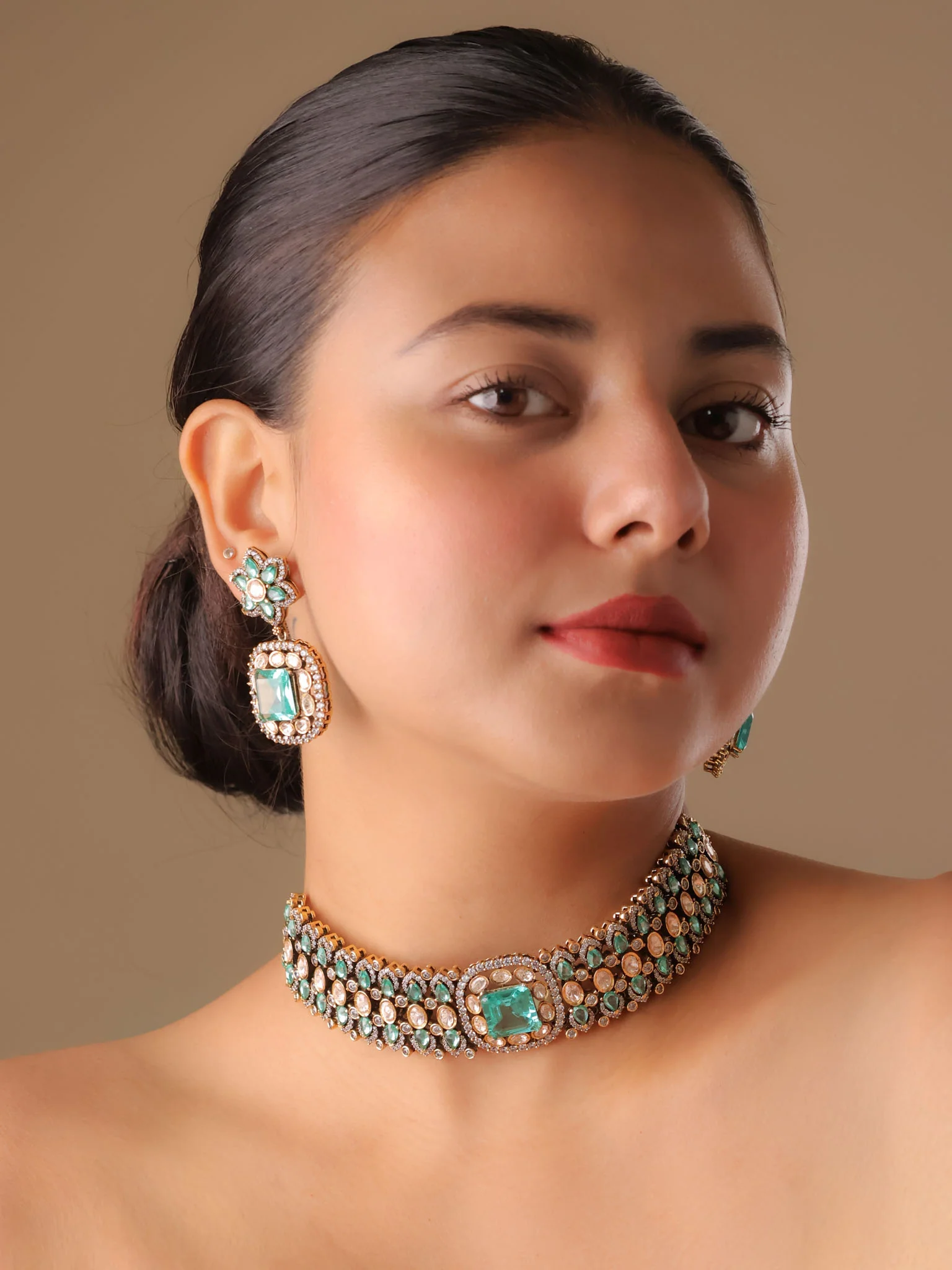 Eshana Royal Emerald Green Choker Set