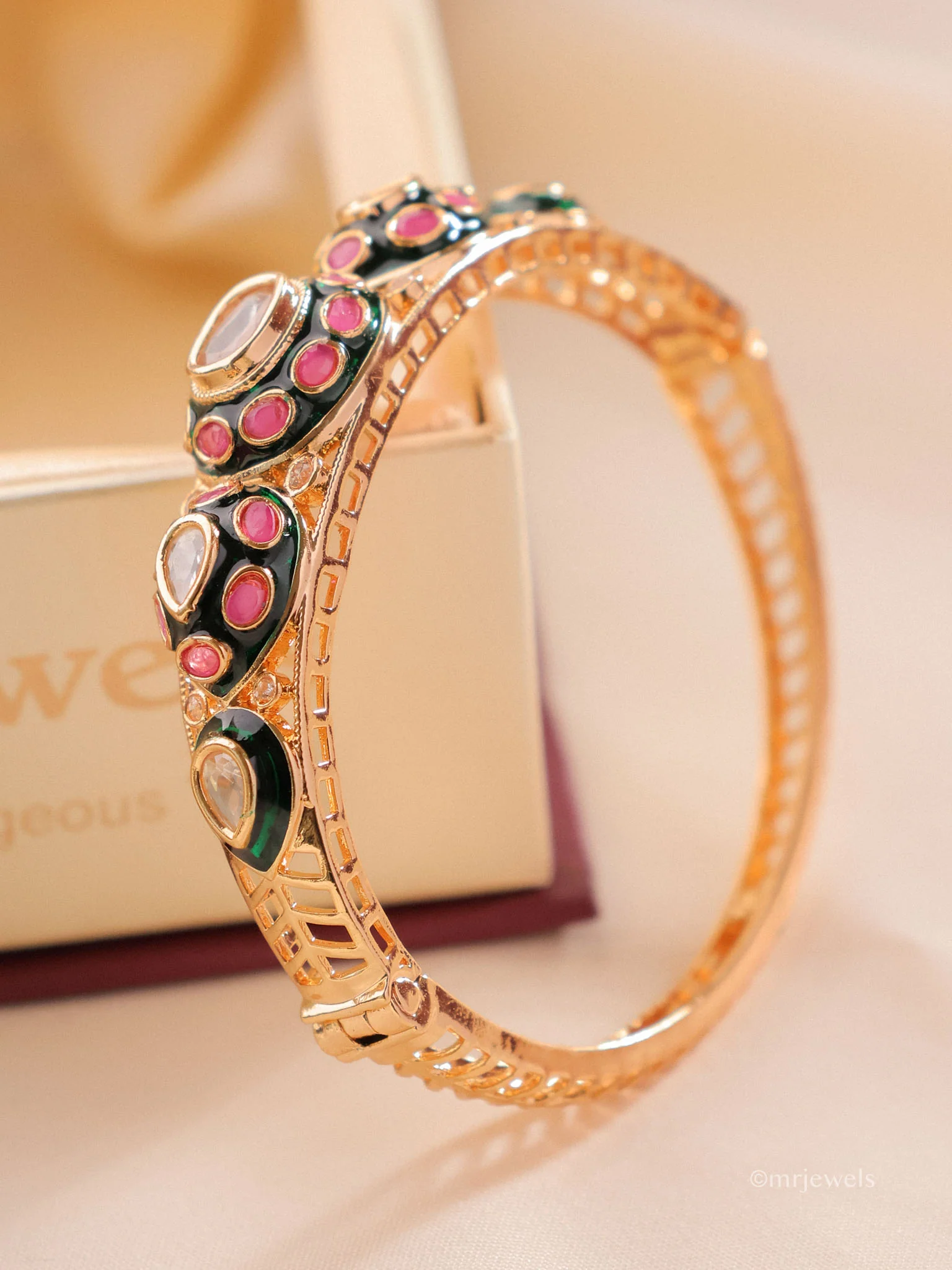 Eshana Statement Kundan Polki Bracelet - Image 2