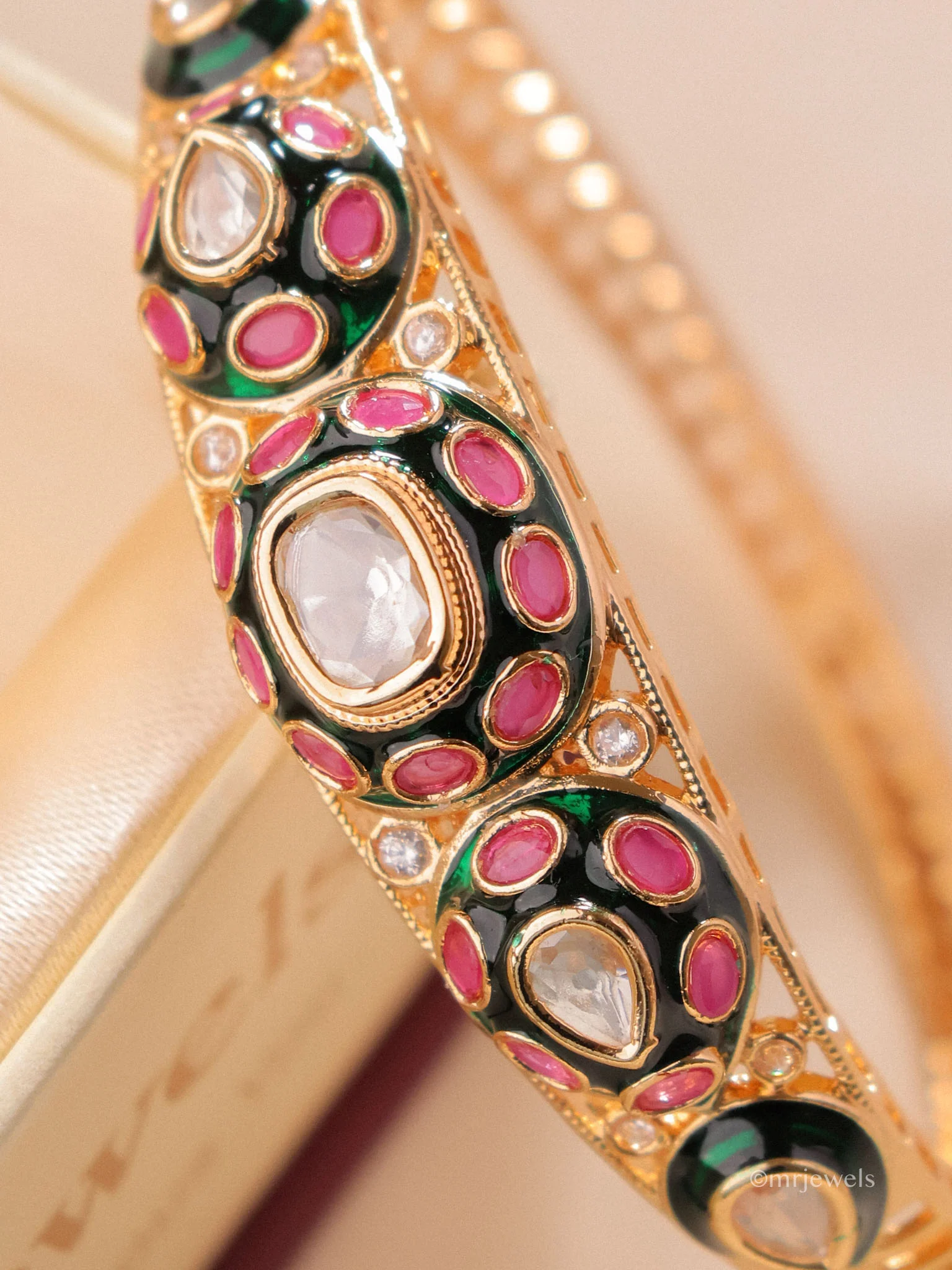 Eshana Statement Kundan Polki Bracelet - Image 3