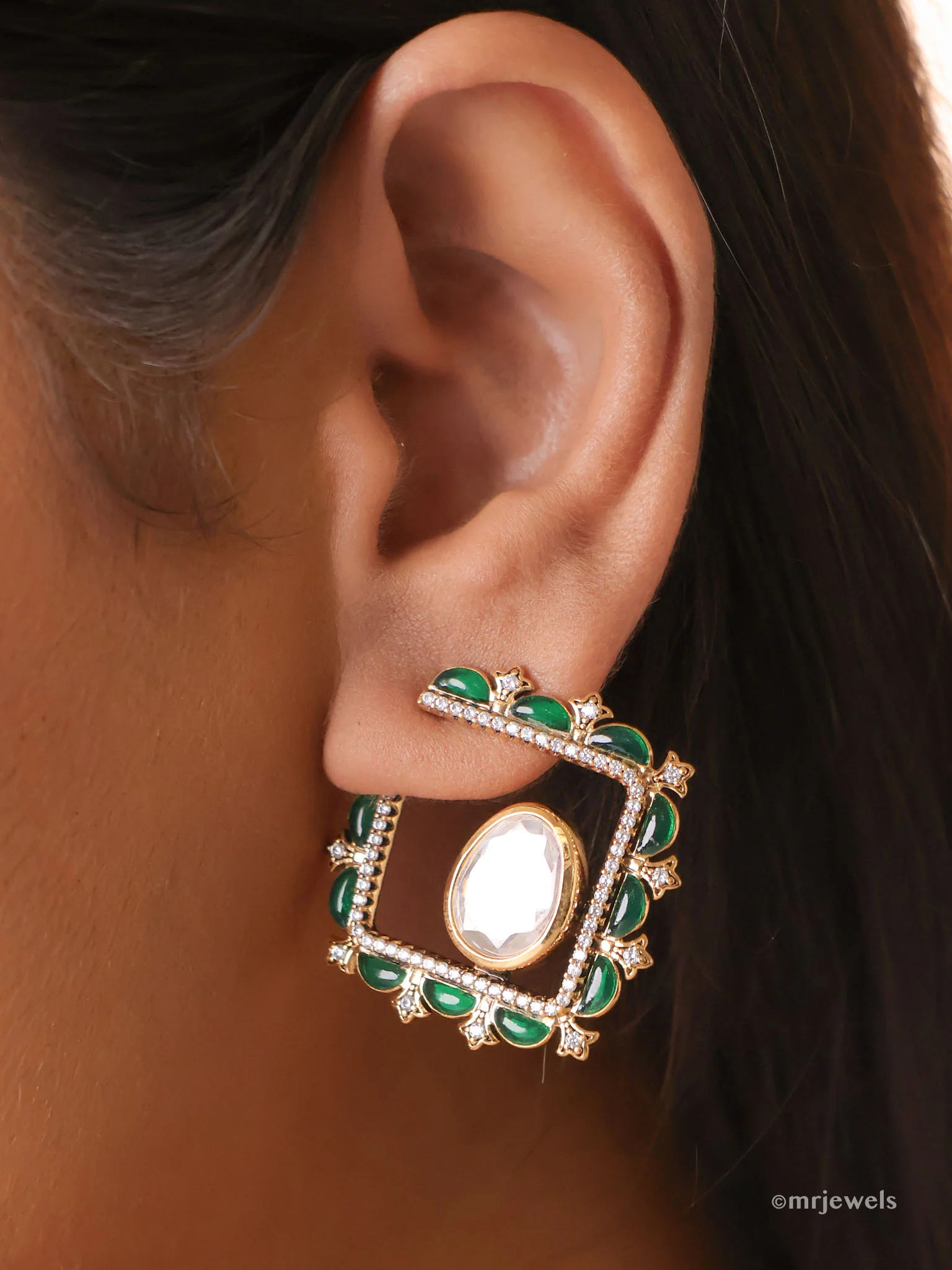 Exquisite Designer Polki Earrings  Studs - Image 3