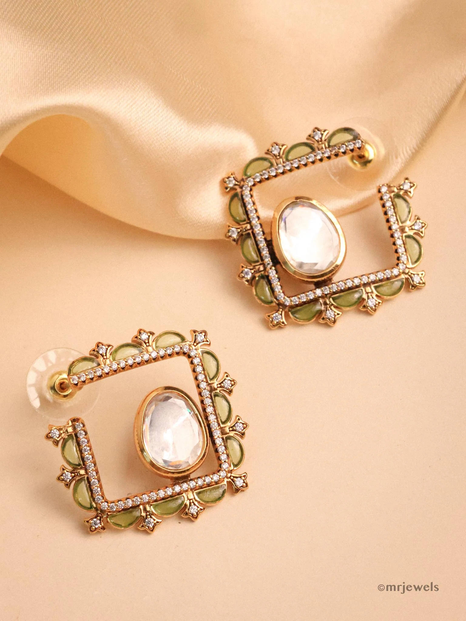 Exquisite Designer Polki Earrings  Studs - Image 5