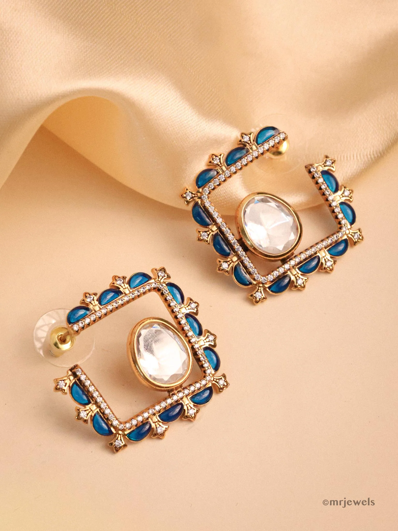 Exquisite Designer Polki Earrings  Studs - Image 6
