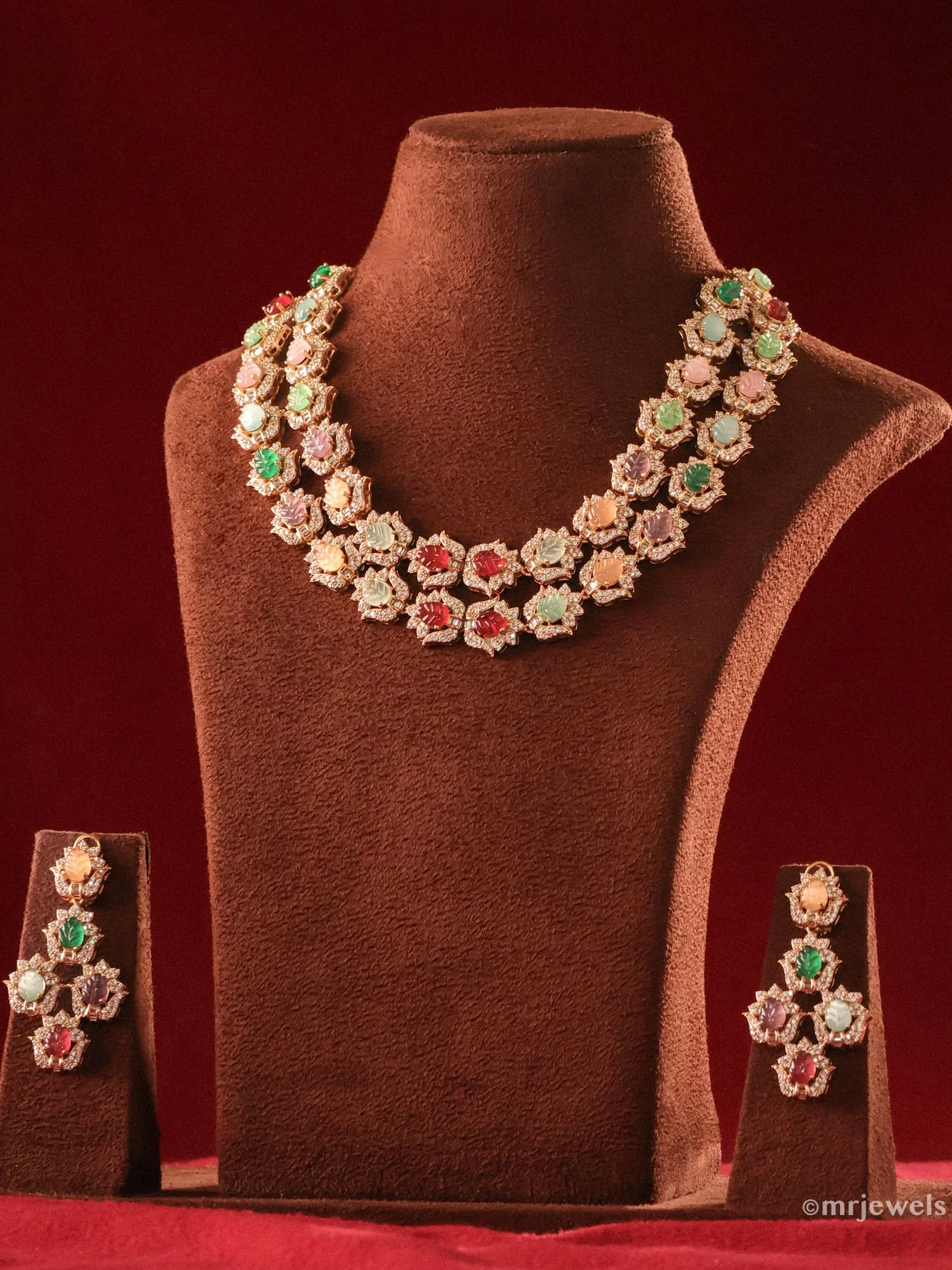 Multi-layered Navrattan Carved Stone Set