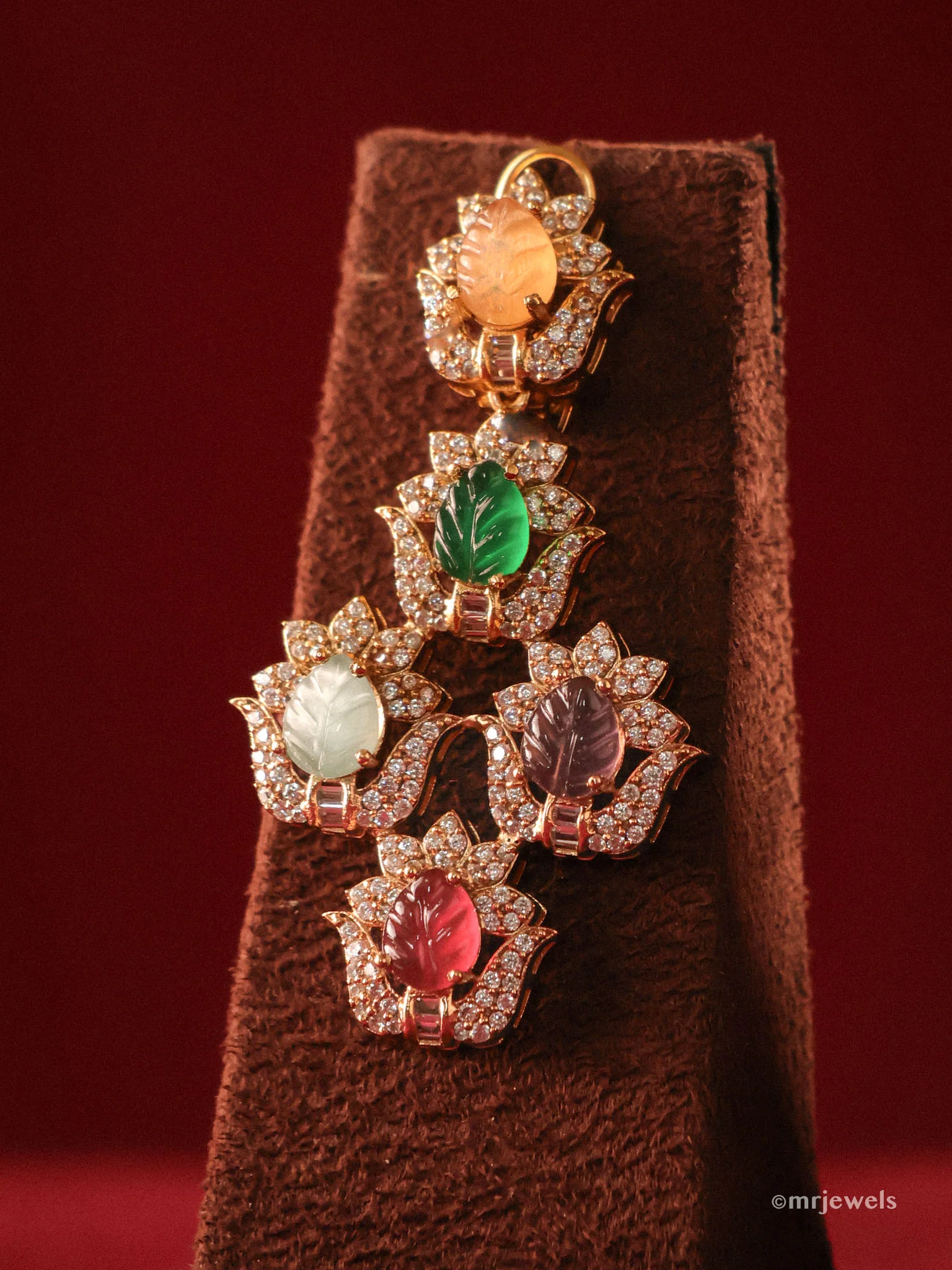 Multi-layered Navrattan Carved Stone Set - Image 3