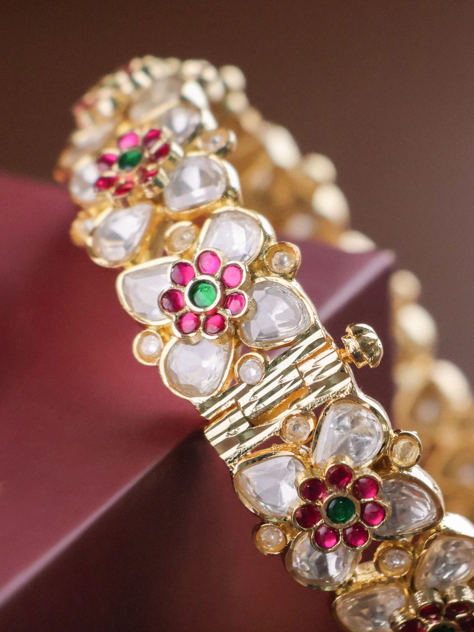 Floral Polki Indian Kada Openable - Image 7
