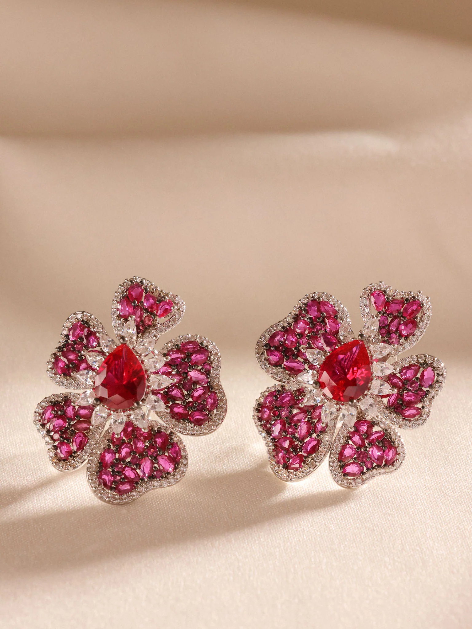 Floral Statement Stud Earrings - Image 3
