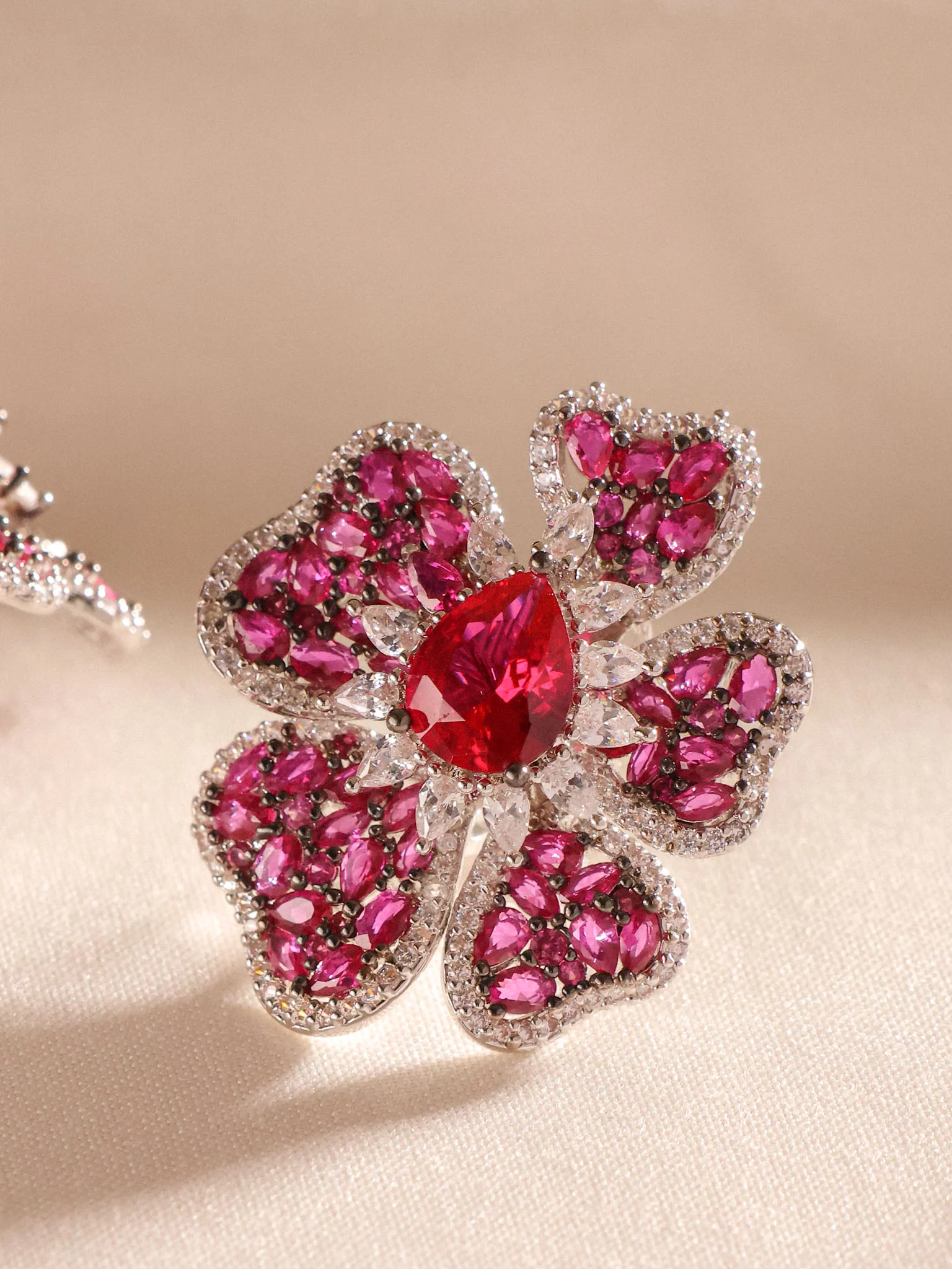 Floral Statement Stud Earrings - Image 5