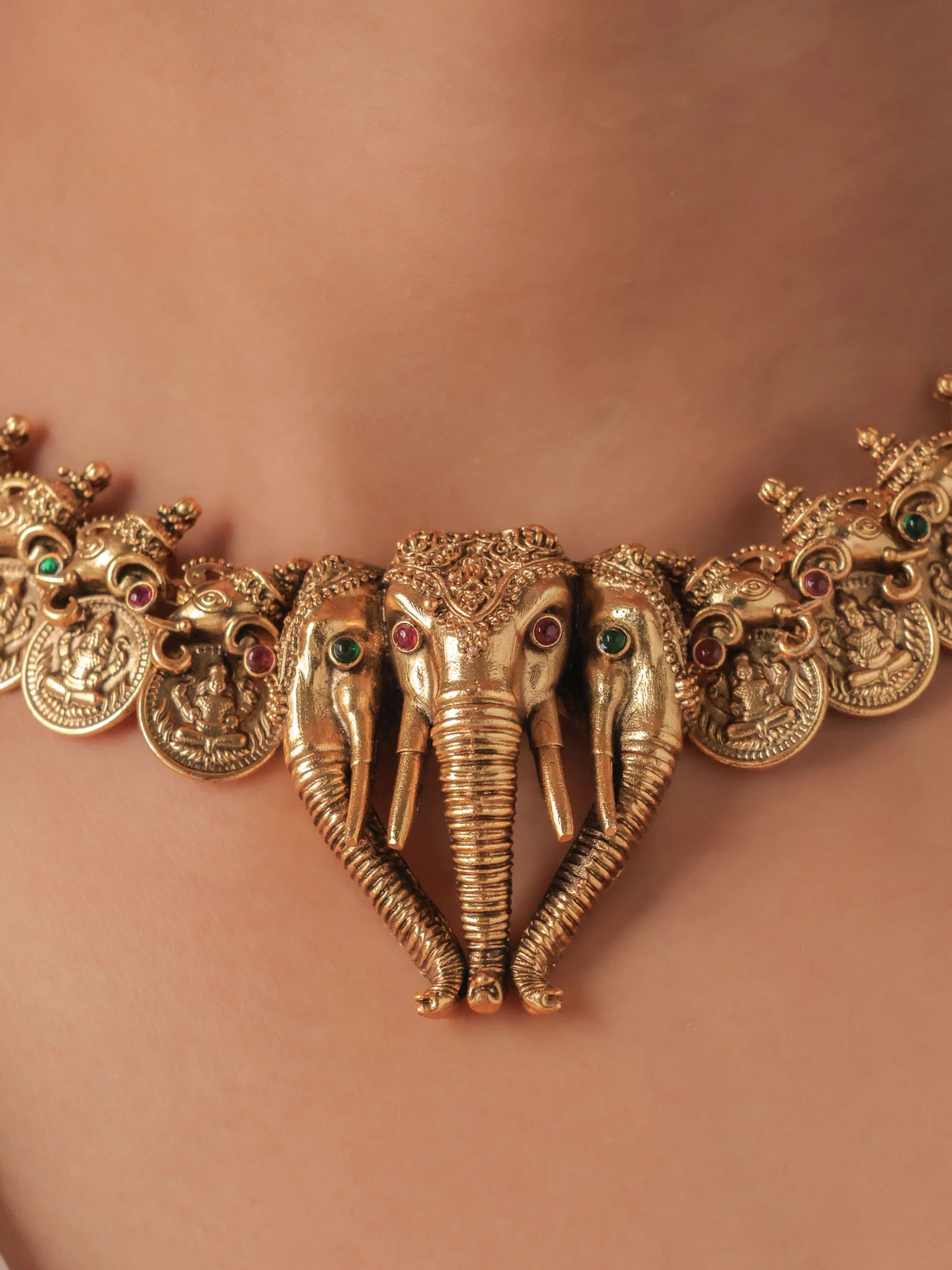 Gajraj Heritage Temple Coin Necklace Set - Image 2