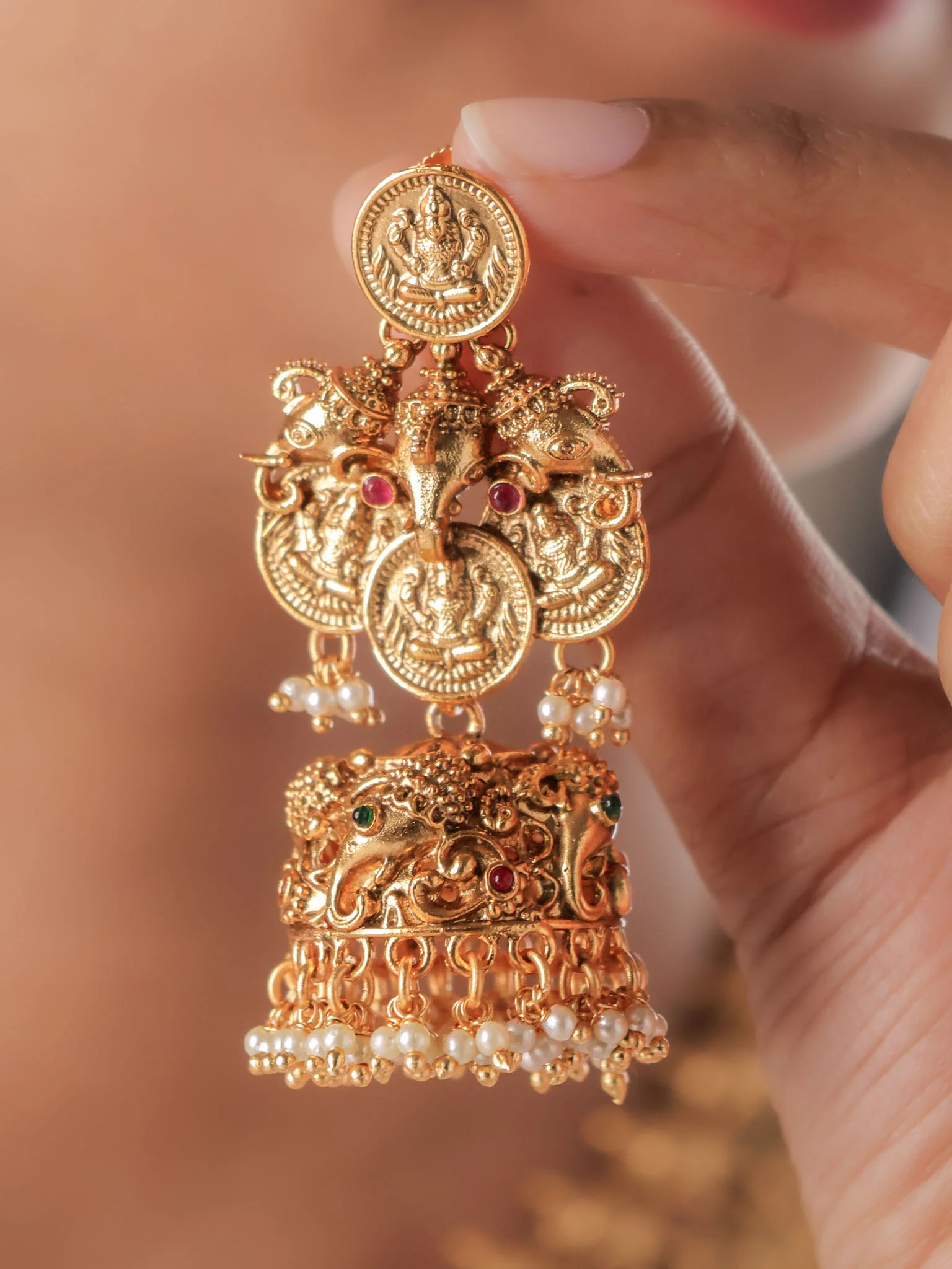 Gajraj Heritage Temple Coin Necklace Set - Image 3