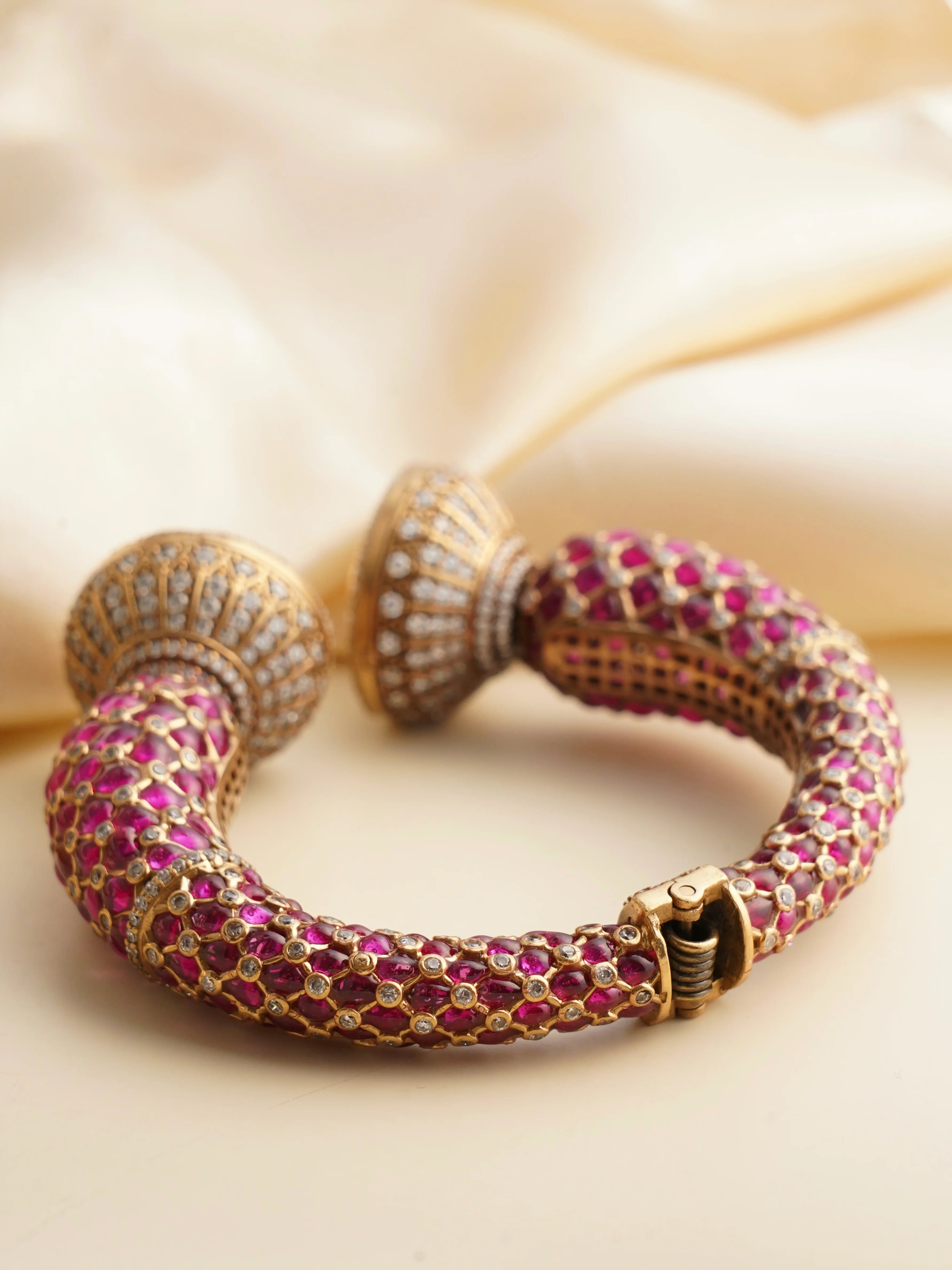 Gold Finished Meenakari  Designer Statement Polki Kada - Image 7
