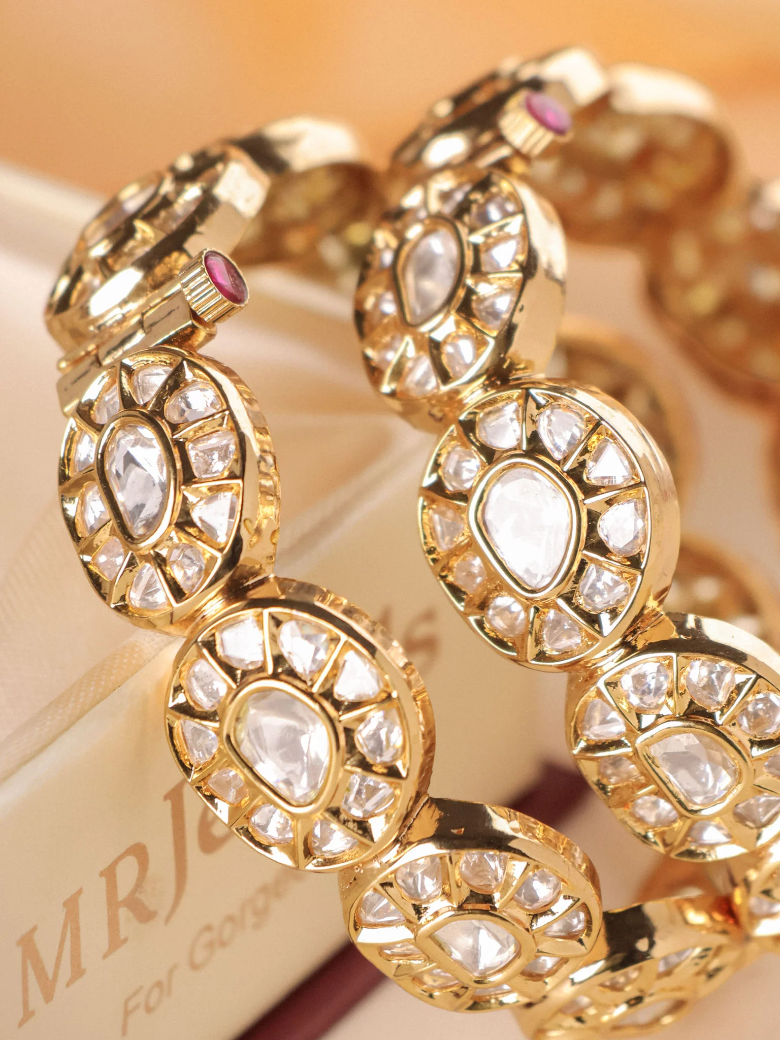 GOLD PLATED KUNDAN BANGLES - Image 2