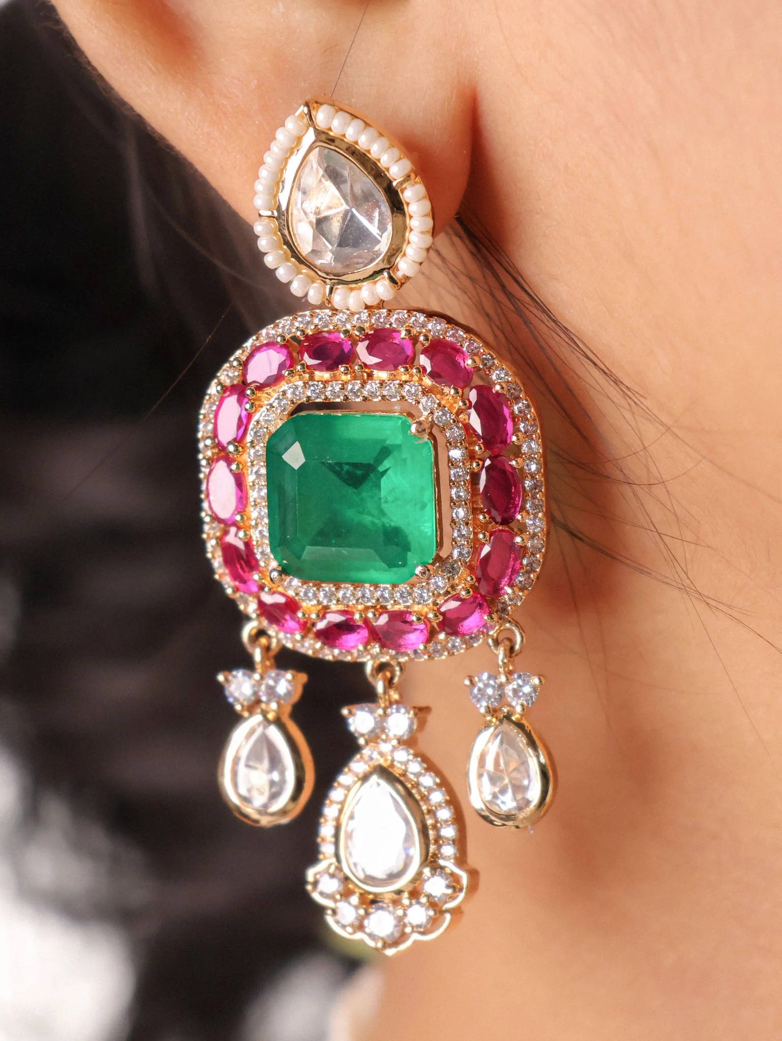 Gulabi Émeraude Jadau Choker Set - Image 3