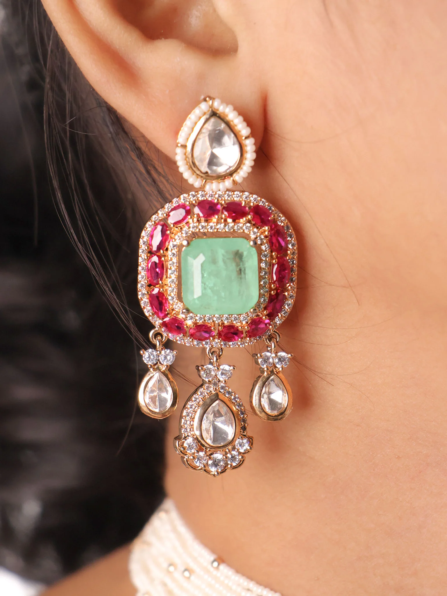 Gulabi Émeraude Jadau Choker Set - Image 6