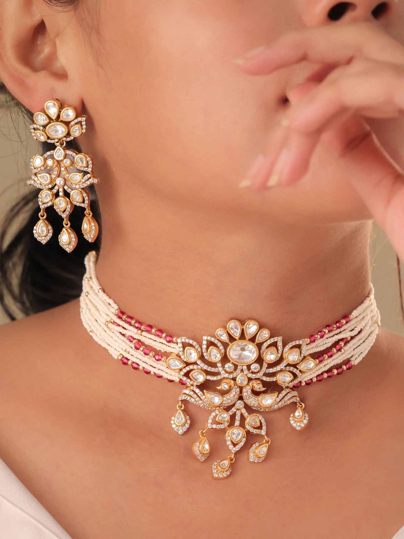 Gulabi Noor Polki Choker Set