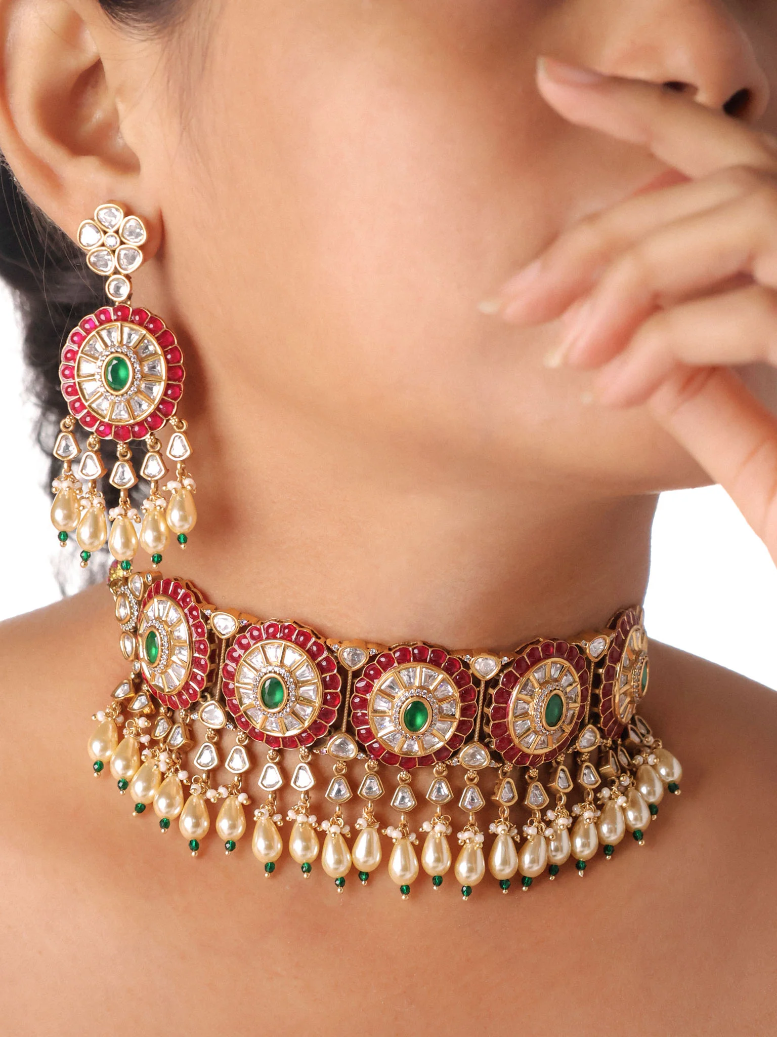 Gulabi Rivaayat Choker with Dangler Earrings - Image 3