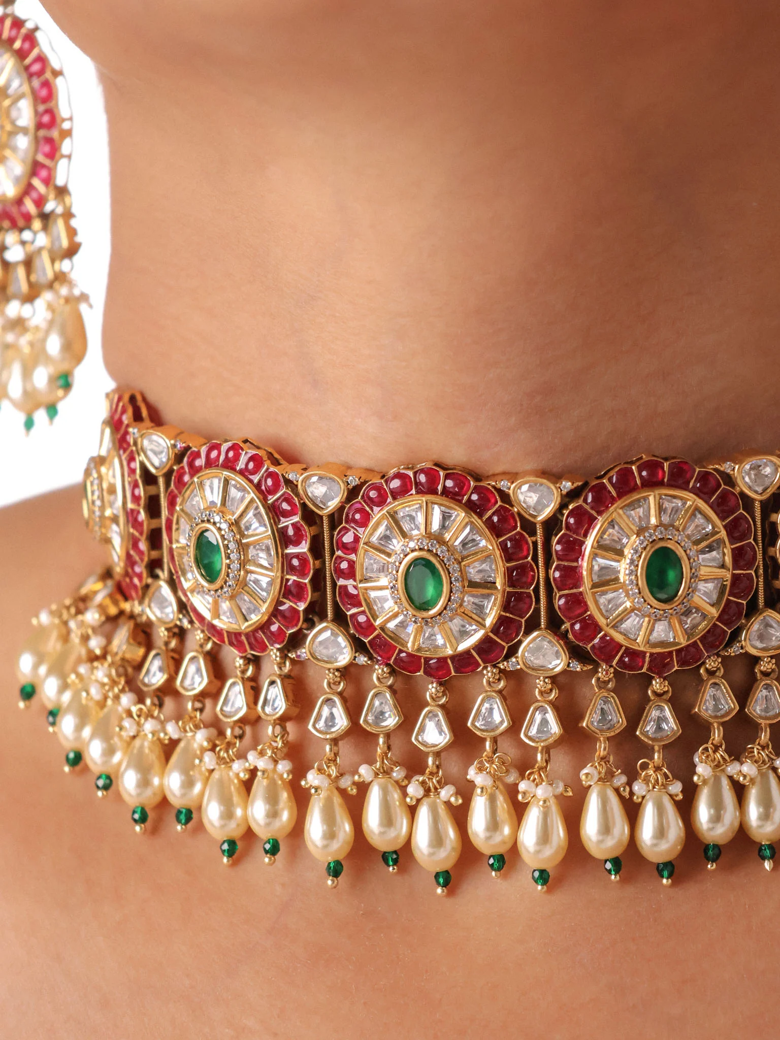 Gulabi Rivaayat Choker with Dangler Earrings - Image 4