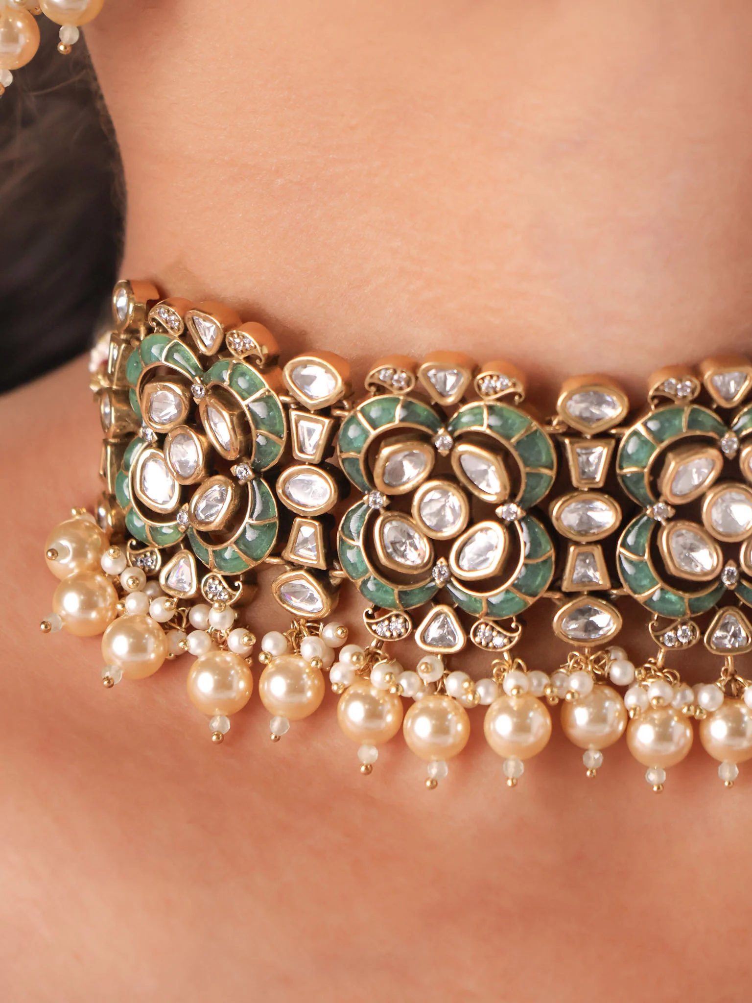 Gulbahar Meenakari Polki Choker Set - Image 2