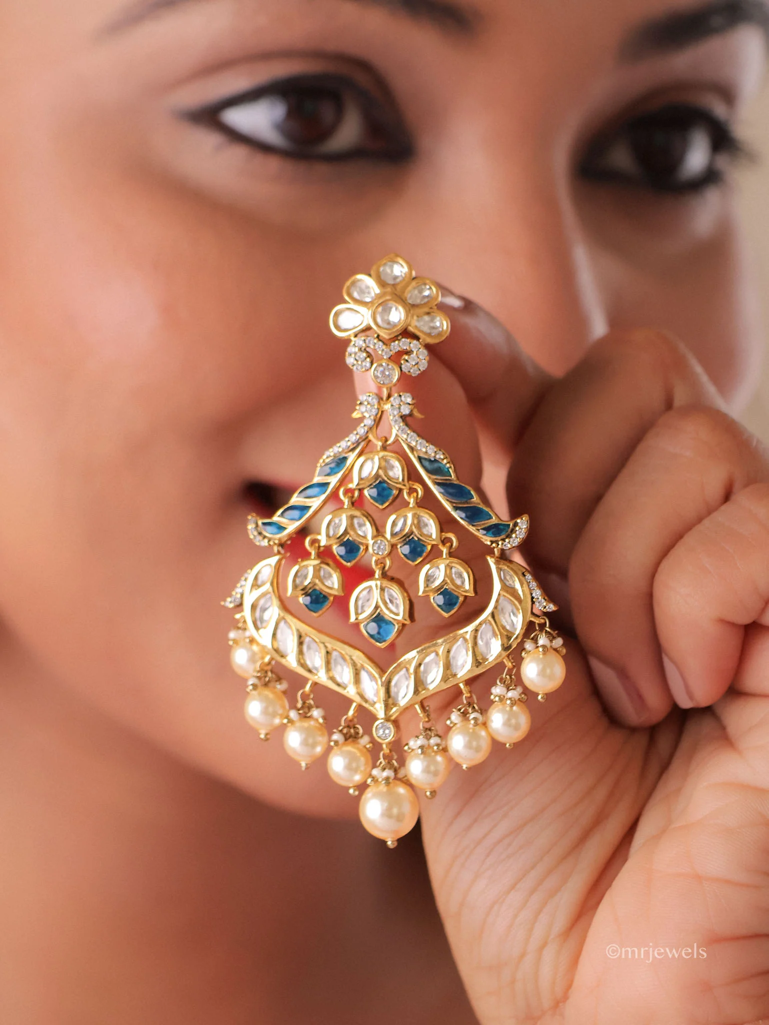 Gulnaar Meenakari Chandbali Earrings