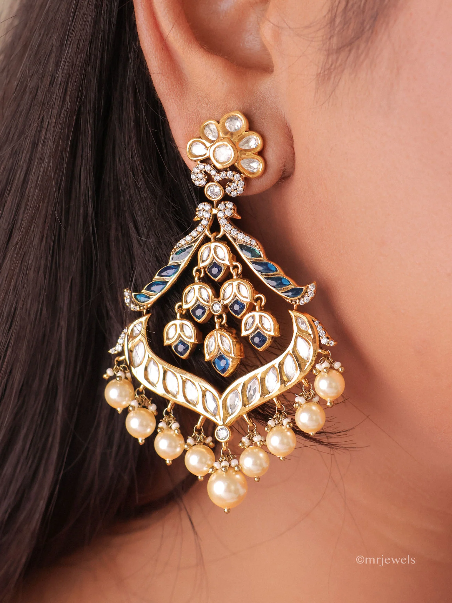 Gulnaar Meenakari Chandbali Earrings - Image 2