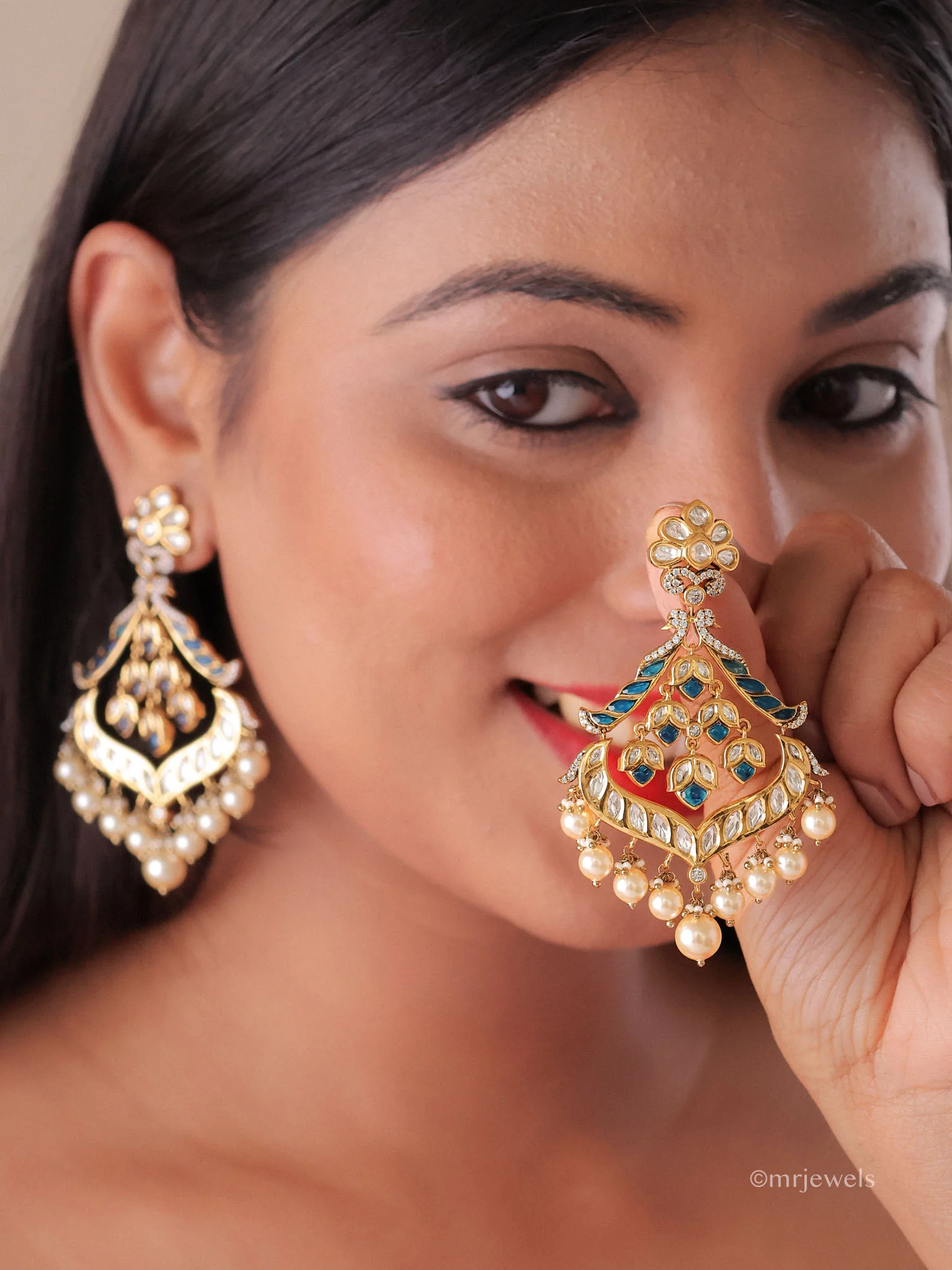 Gulnaar Meenakari Chandbali Earrings - Image 3