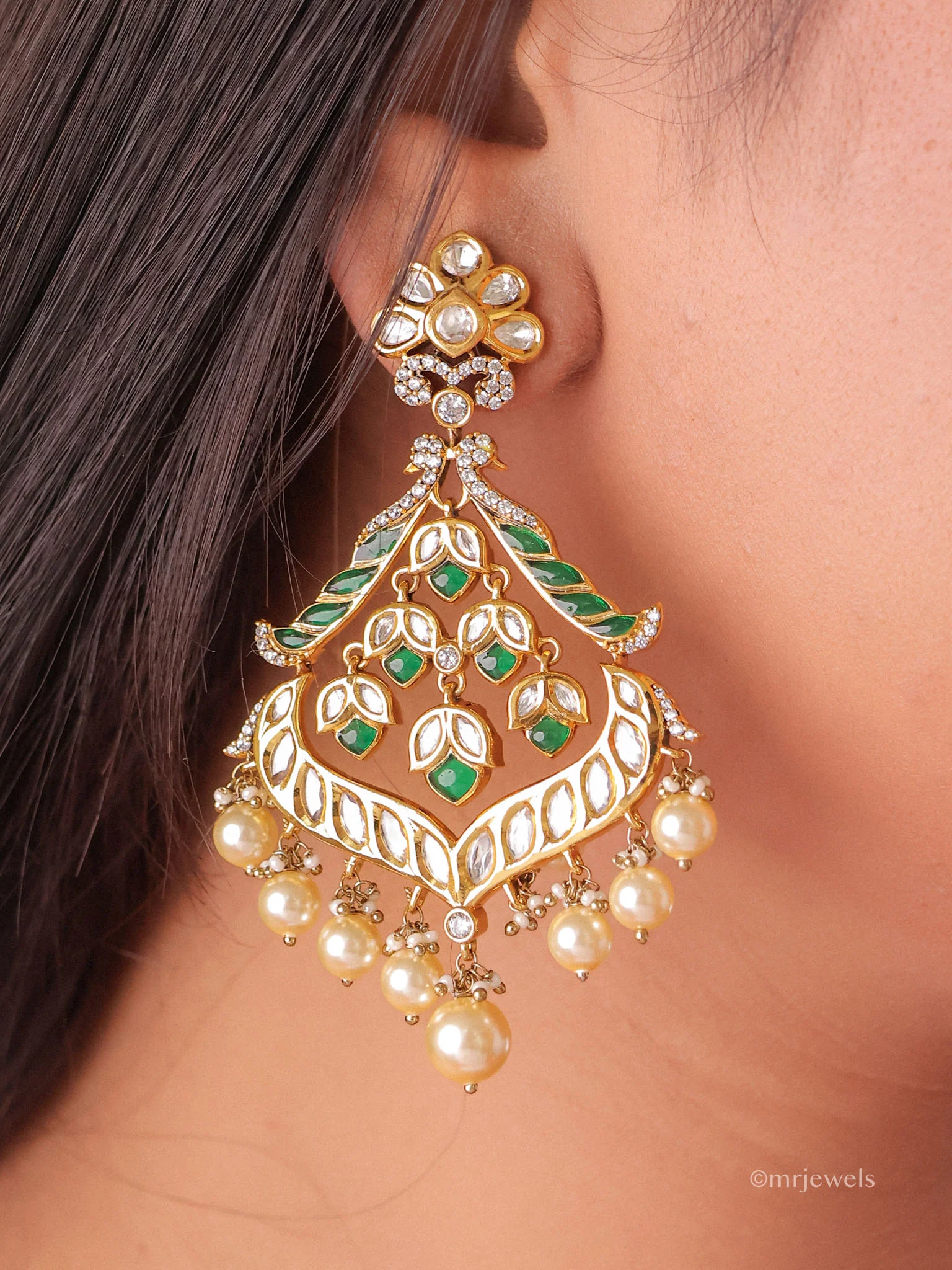 Gulnaar Meenakari Chandbali Earrings - Image 4
