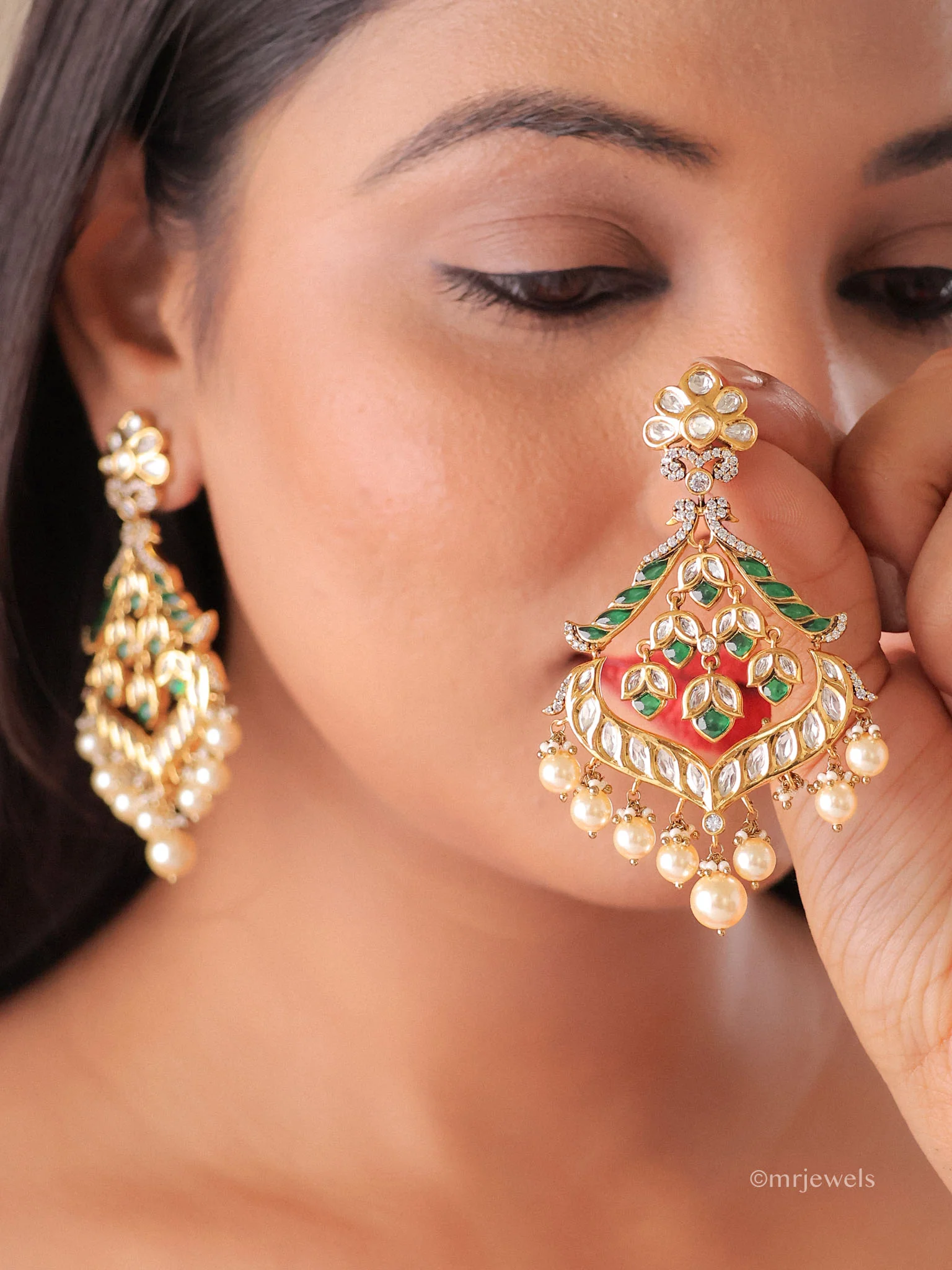 Gulnaar Meenakari Chandbali Earrings - Image 5