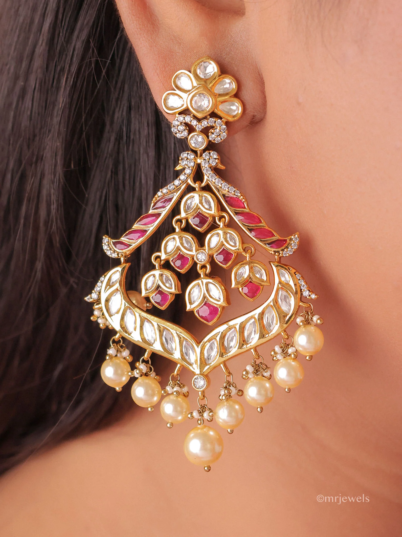 Gulnaar Meenakari Chandbali Earrings - Image 6