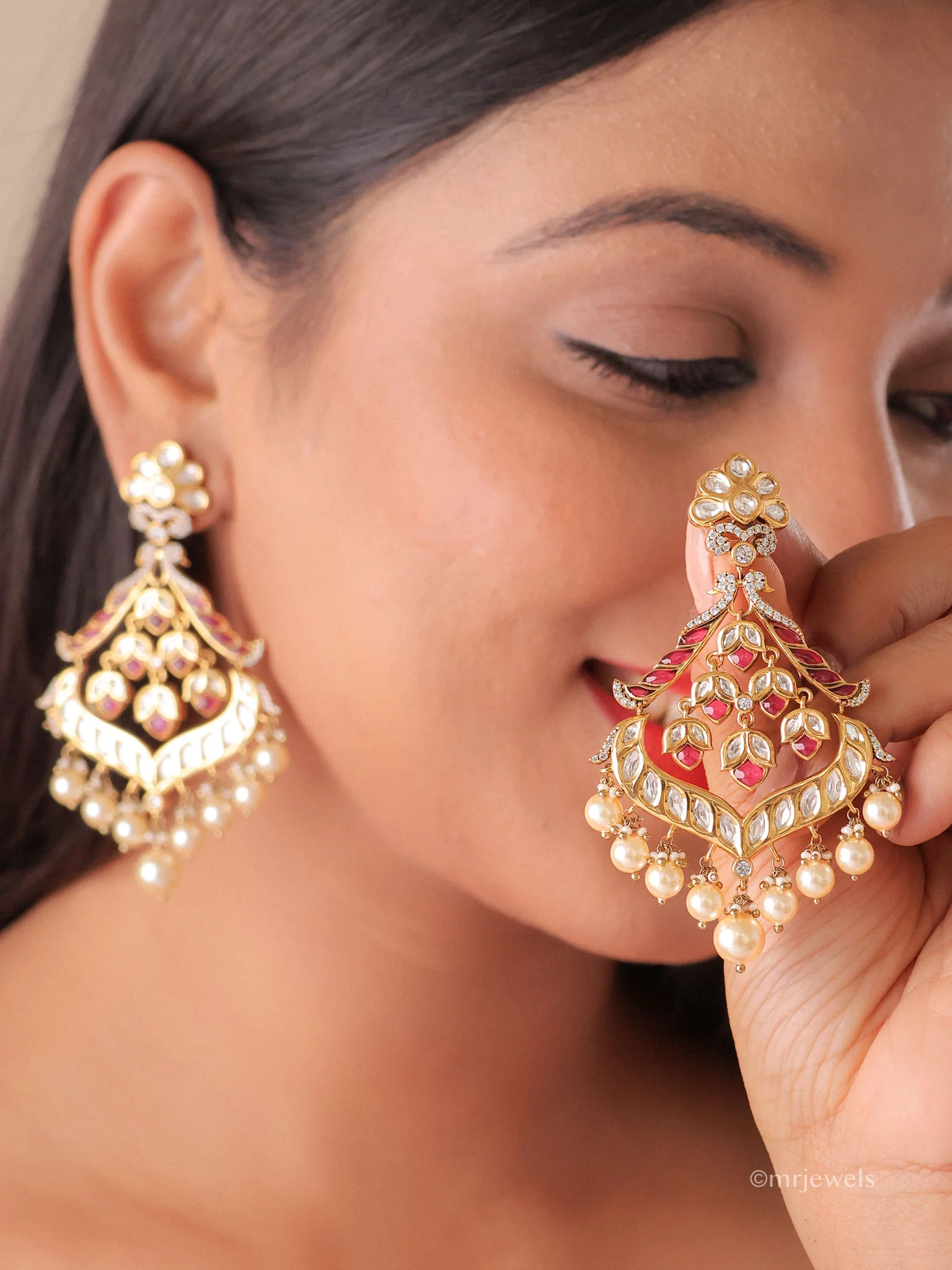 Gulnaar Meenakari Chandbali Earrings - Image 7