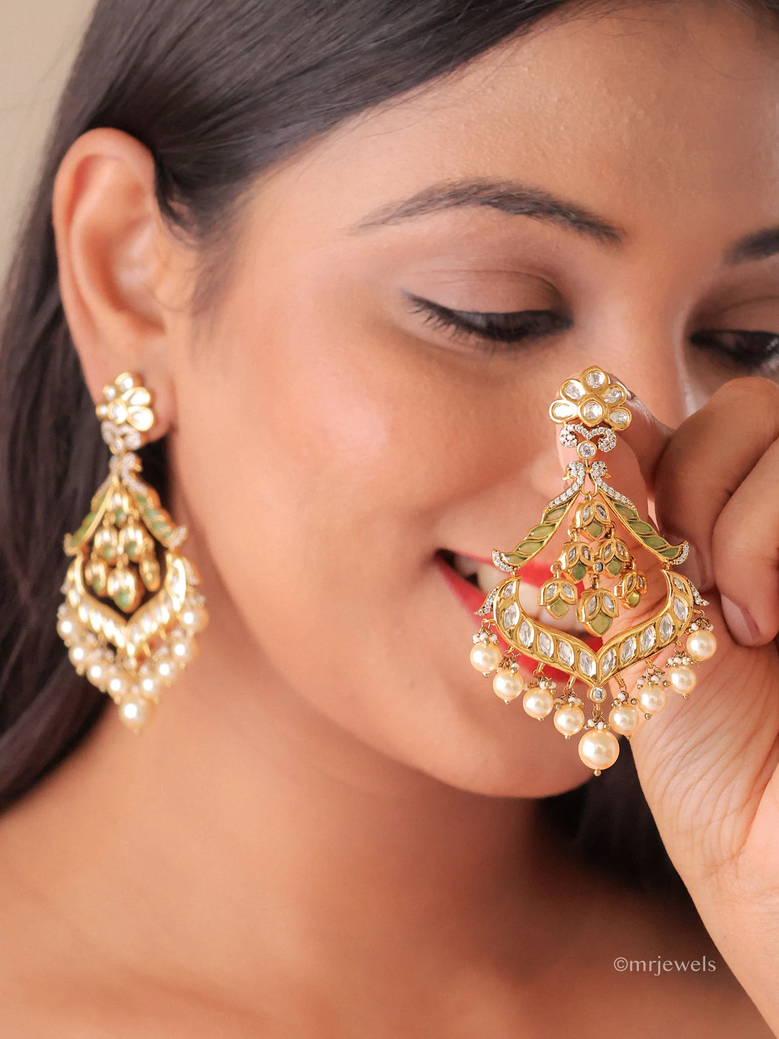 Gulnaar Meenakari Chandbali Earrings - Image 8