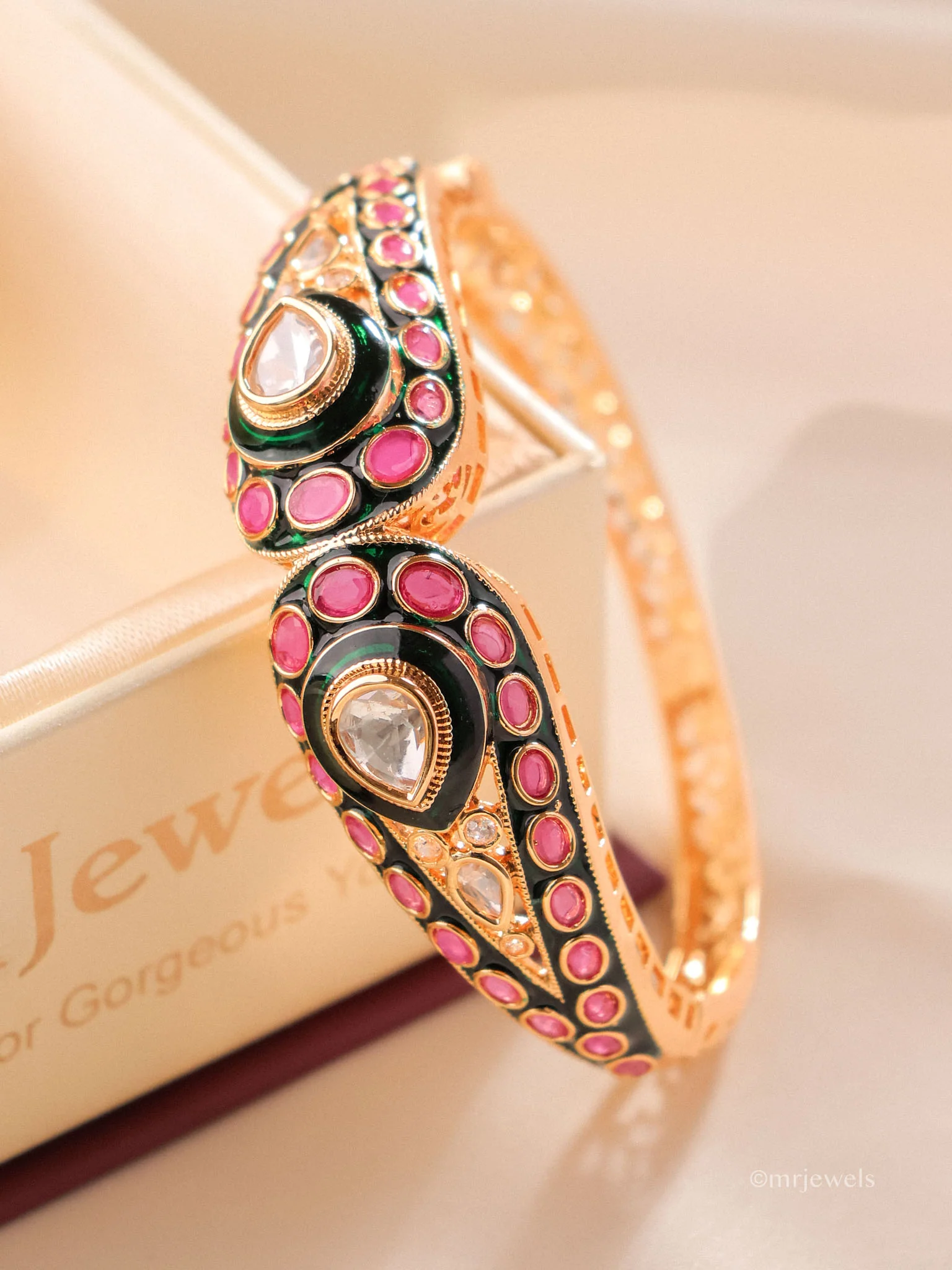 Gulnaar Meenakari Polki Kada Openable Bracelet