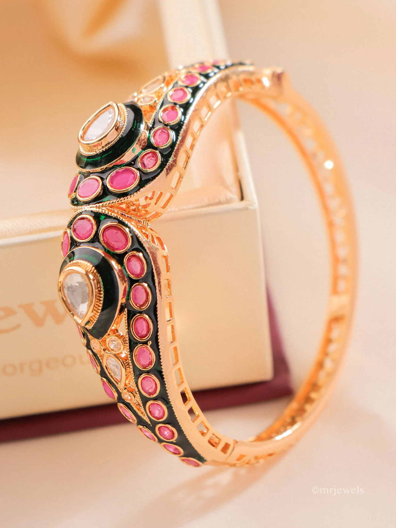 Gulnaar Meenakari Polki Kada Openable Bracelet - Image 2