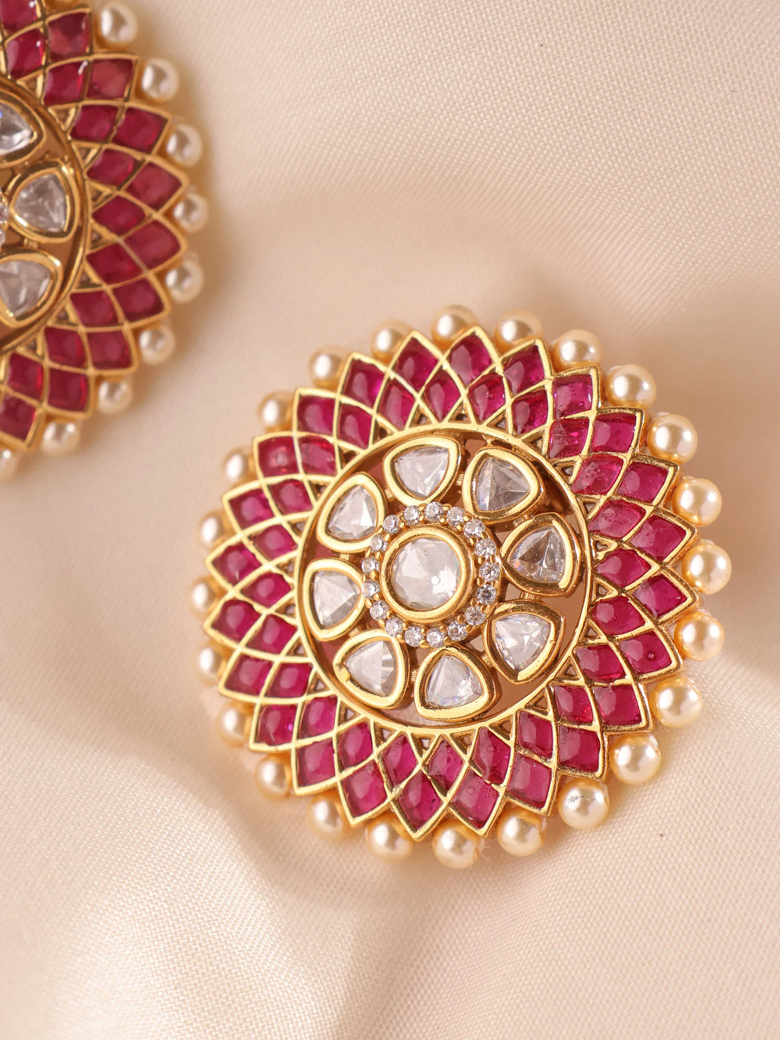 Gulrani Polki  Stud Oversized Studs Earrings - Image 2