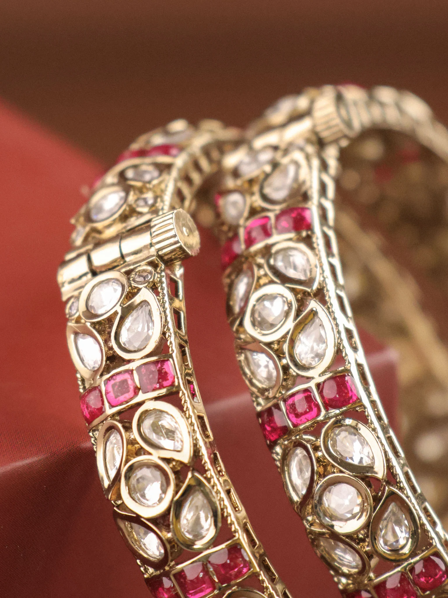 Gulzar Polki Ruby Bangles Openable - Image 2