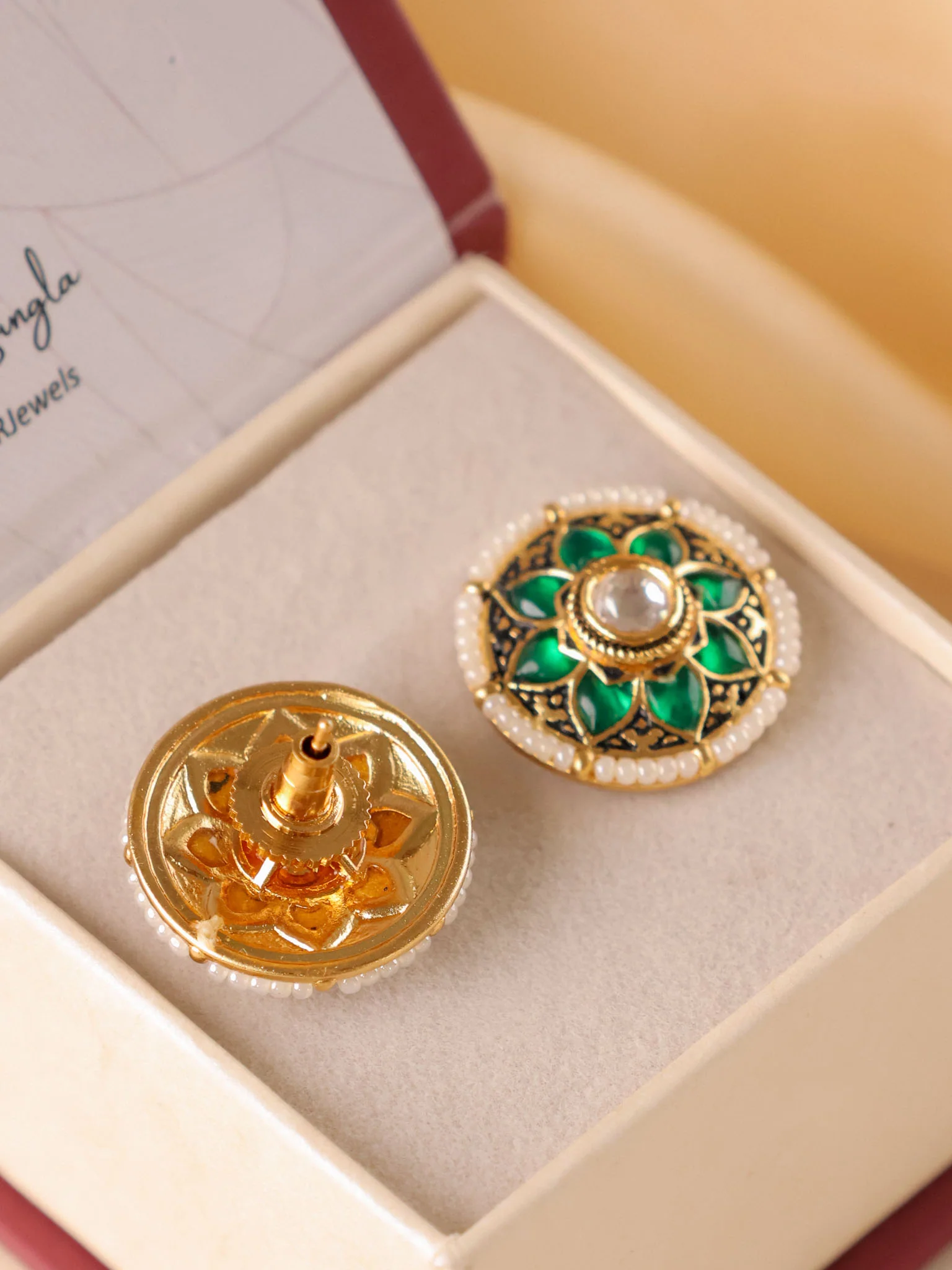Handcrafted floral stud earrings - Image 3