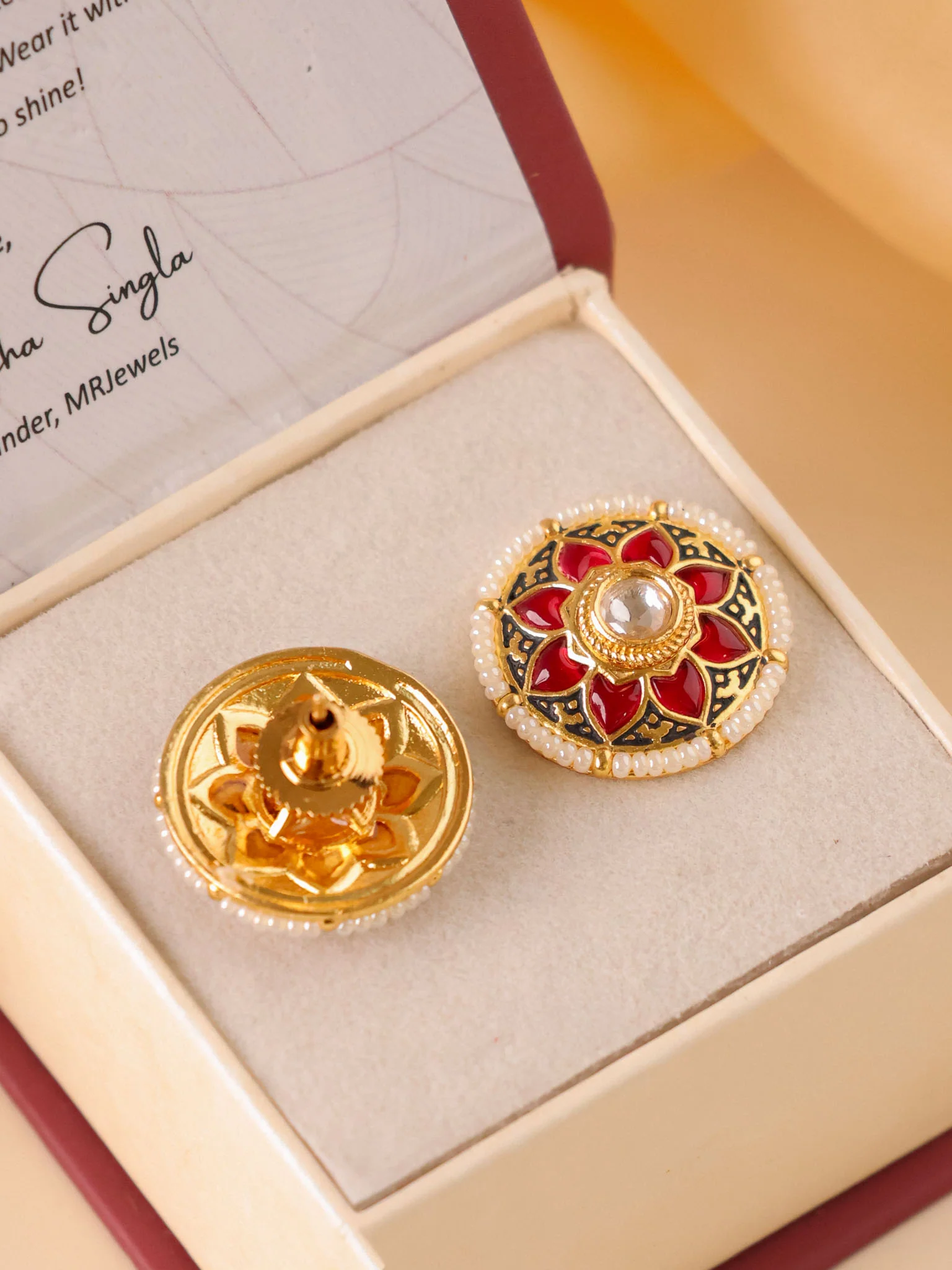 Handcrafted floral stud earrings - Image 4
