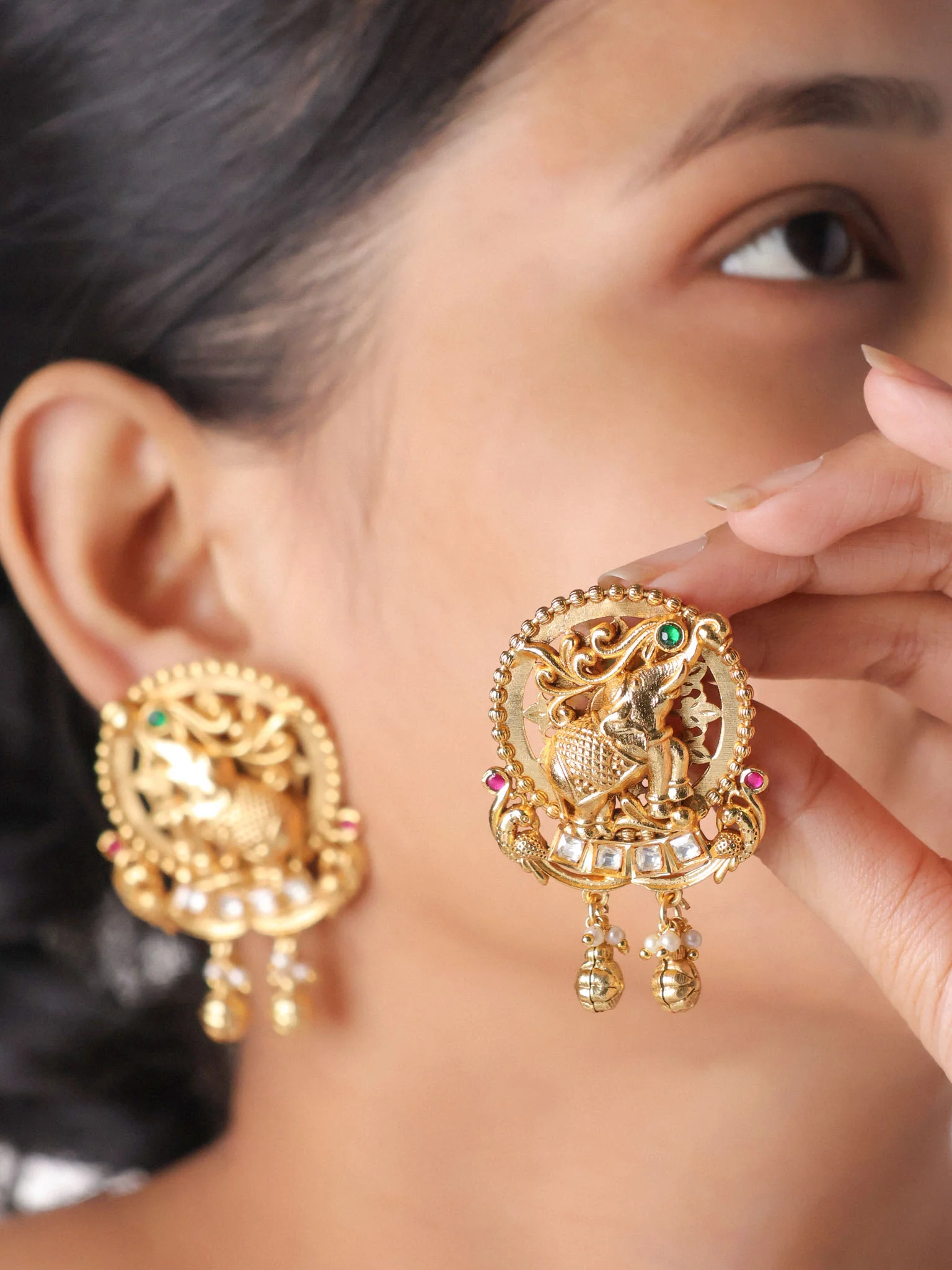Handcrafted Gaja Temple Earrings