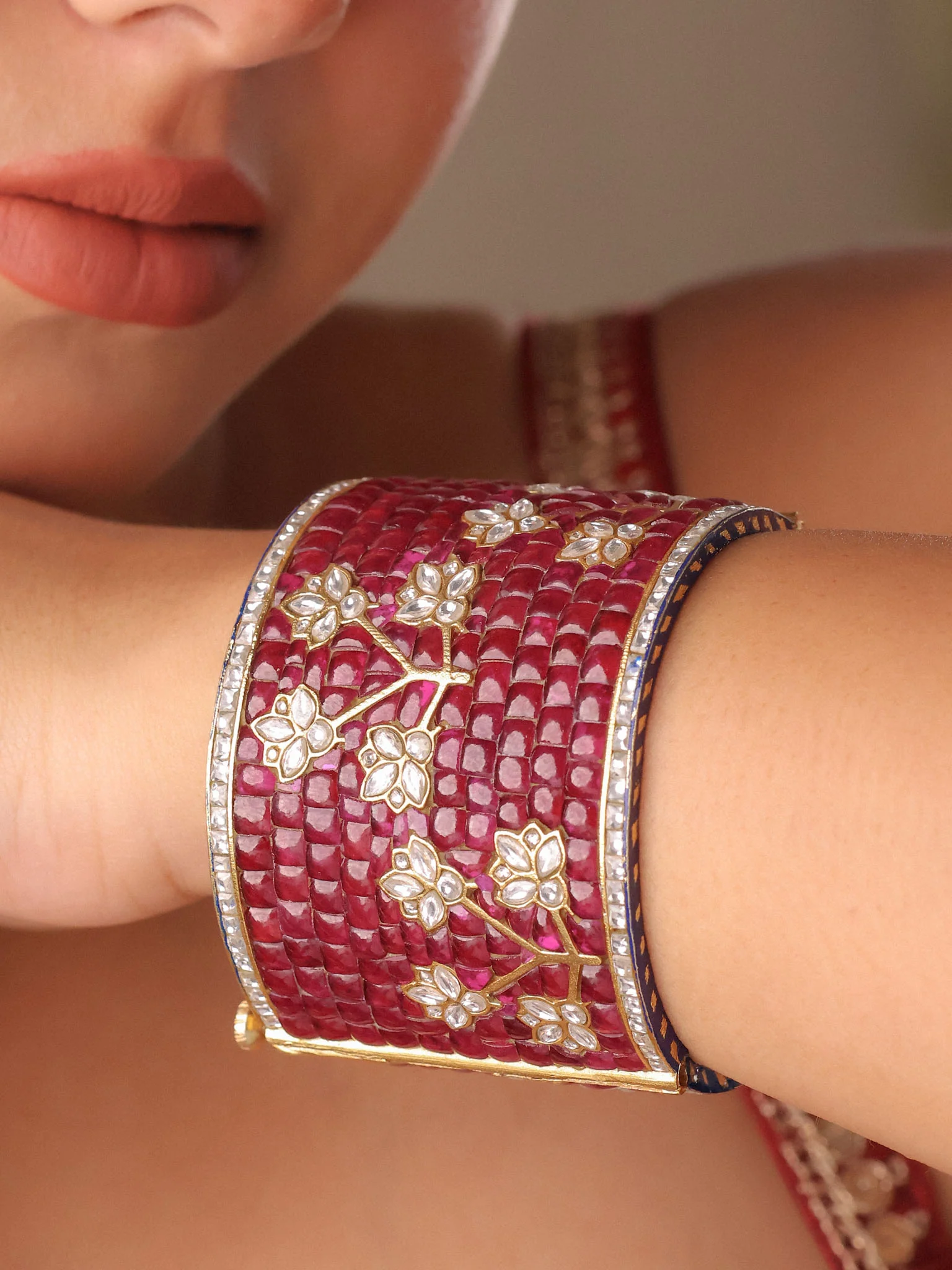 Handcrafted Meenakari Kada Cuff - Image 2