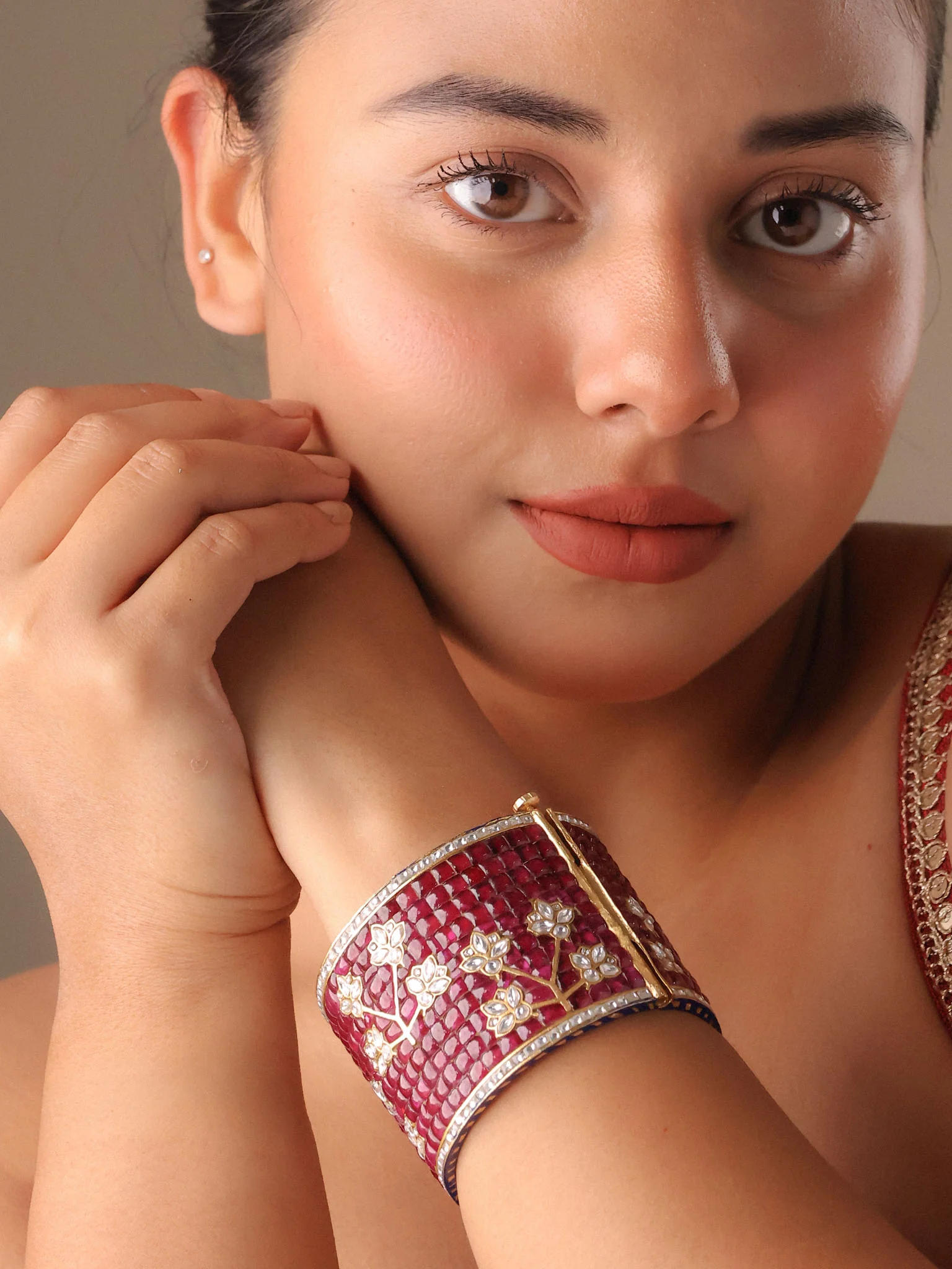 Handcrafted Meenakari Kada Cuff - Image 5