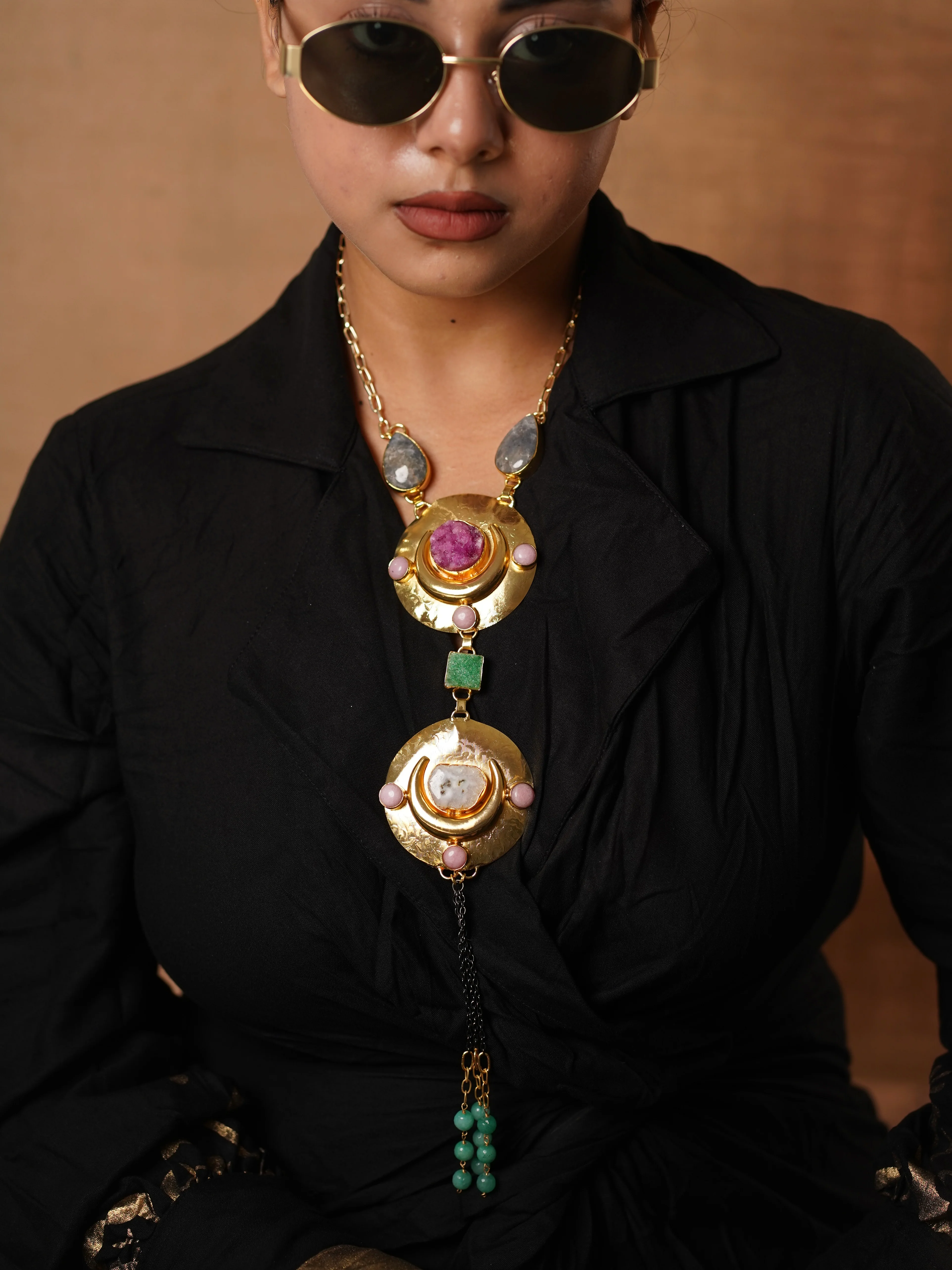Handcrafted Statement Necklace with Semi-Precious Stones – Boho Luxe Jewelry - Image 3