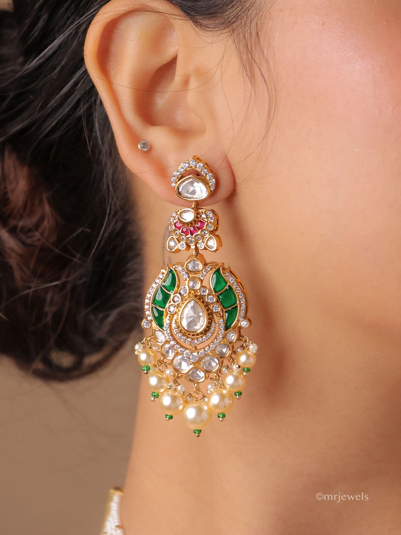 Heirloom Kundan Pearl Bridal Choker Set - Image 3