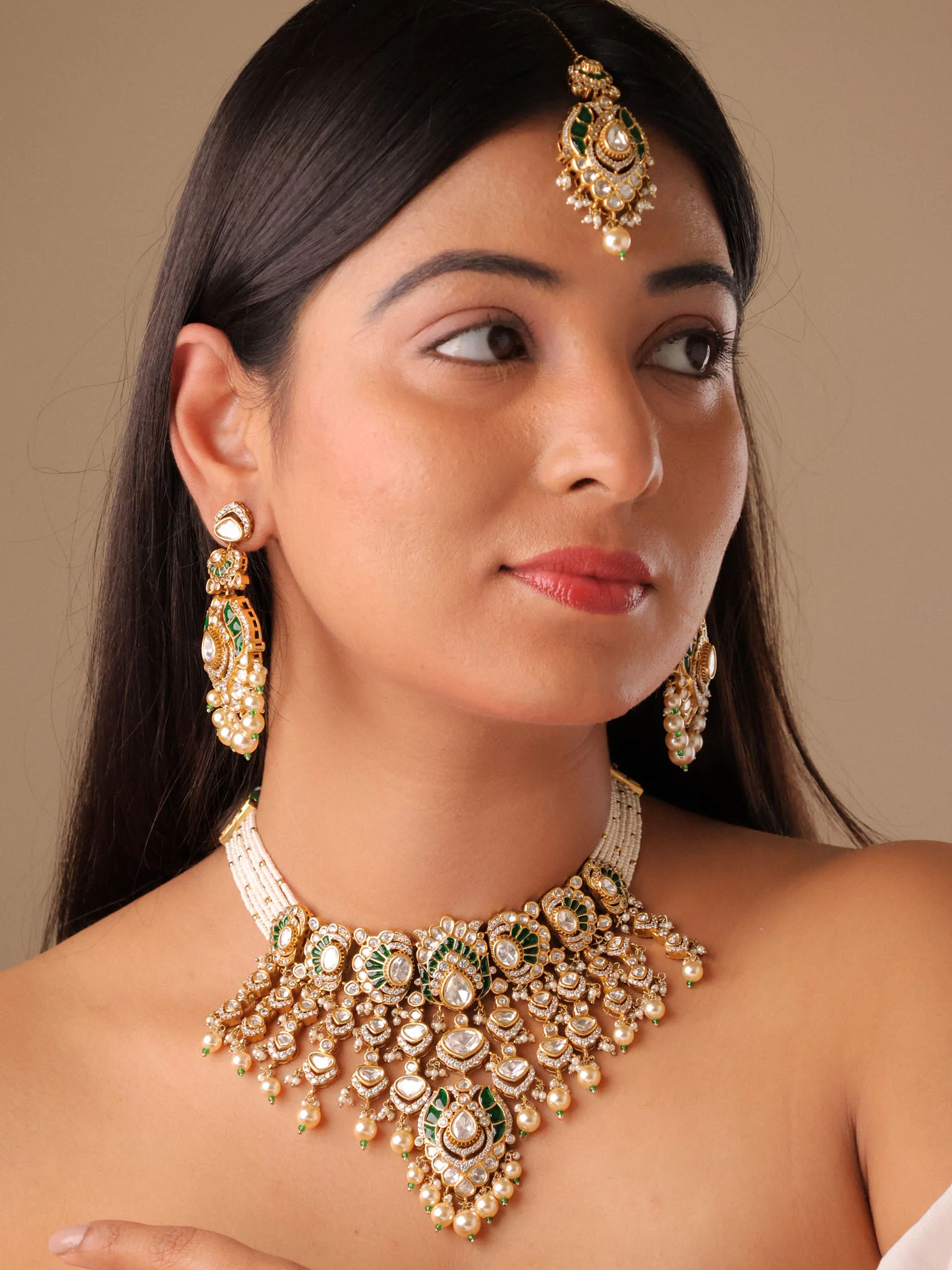 Heirloom Kundan Pearl Bridal Choker Set - Image 4