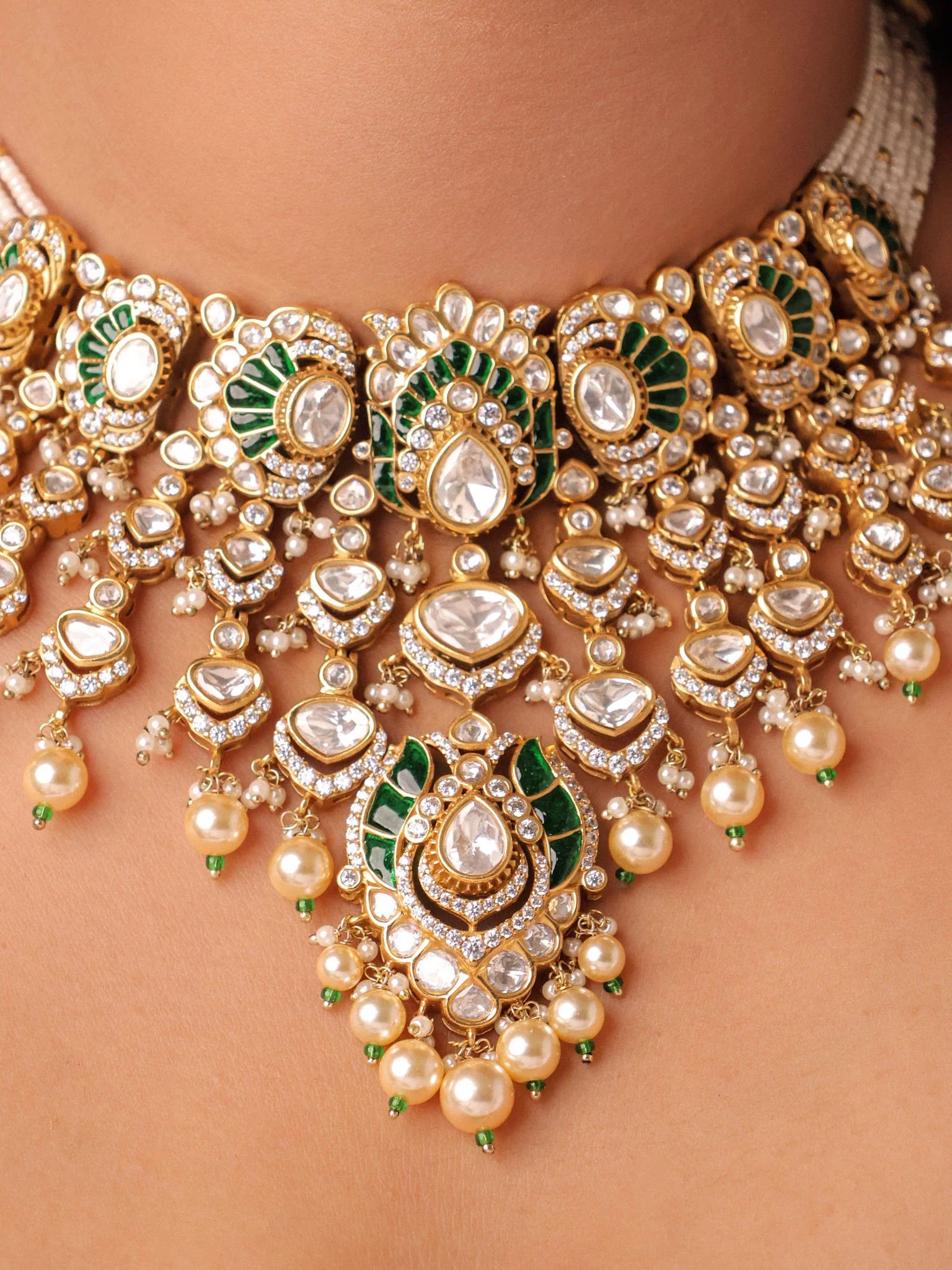 Heirloom Kundan Pearl Bridal Choker Set - Image 5