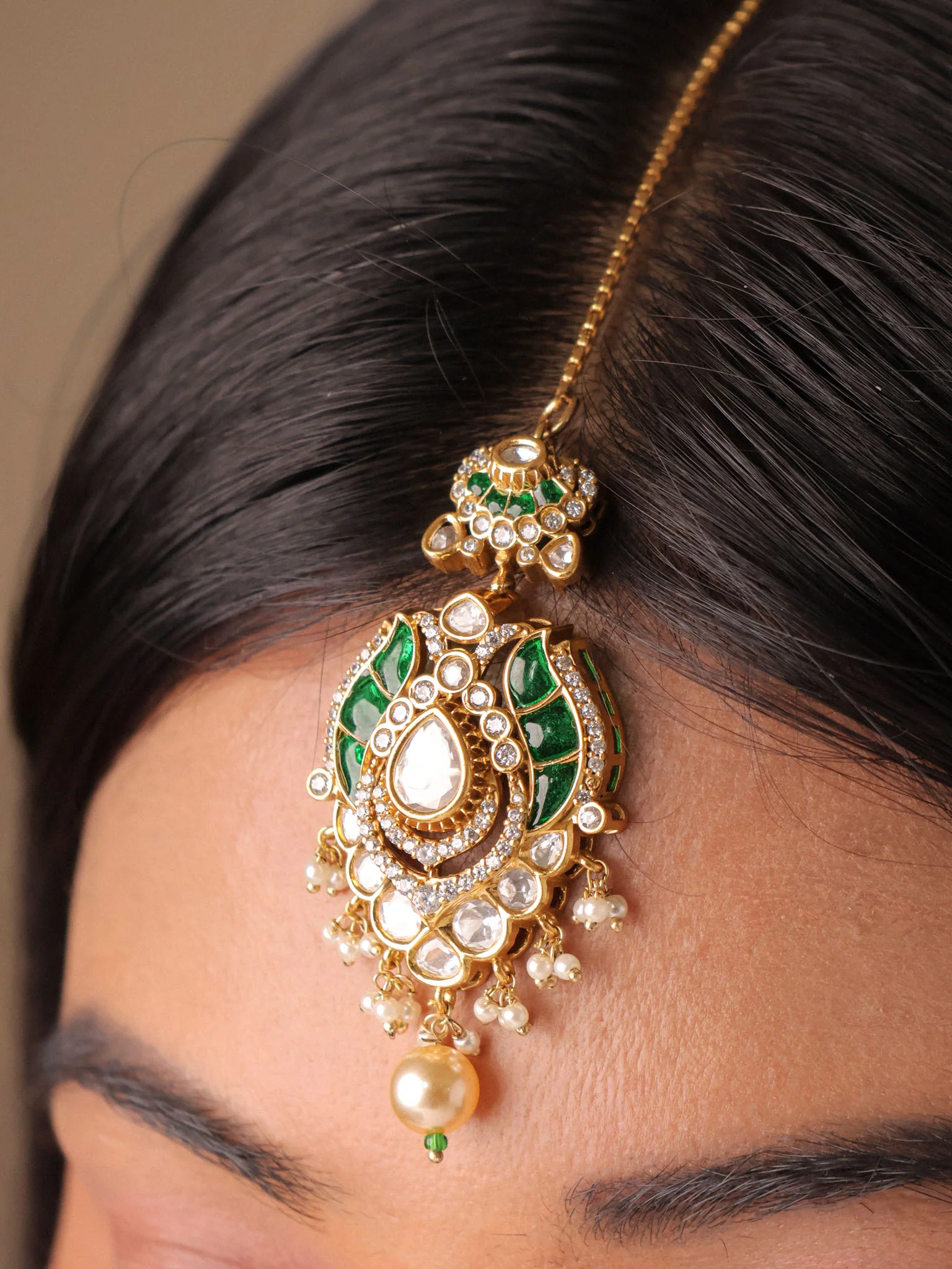 Heirloom Kundan Pearl Bridal Choker Set - Image 7